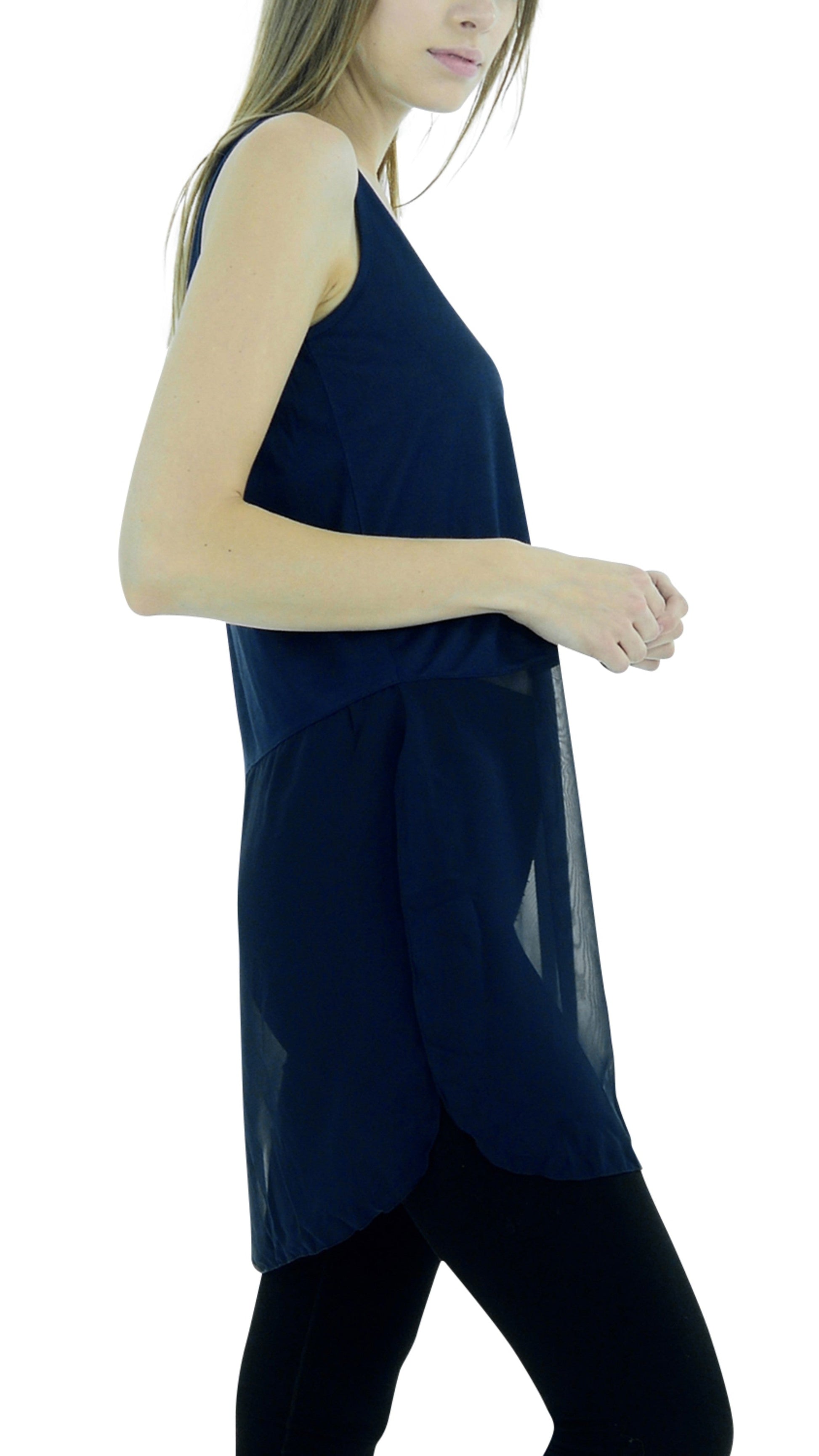 Women Crop Tank Top Extender with sheer bottom slit - Shop Lev