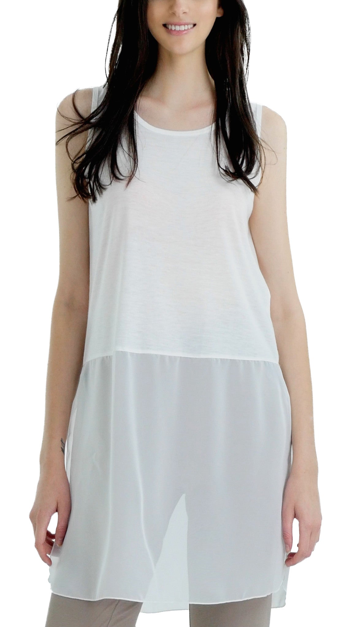 Women Crop Tank Top Extender with sheer bottom slit - Shop Lev