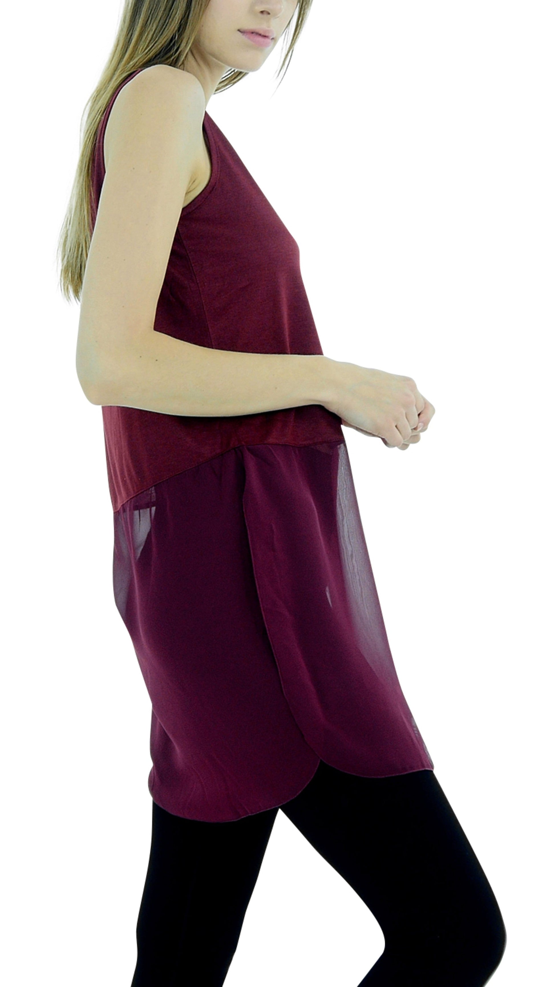 Women Crop Tank Top Extender with sheer bottom slit - Shop Lev