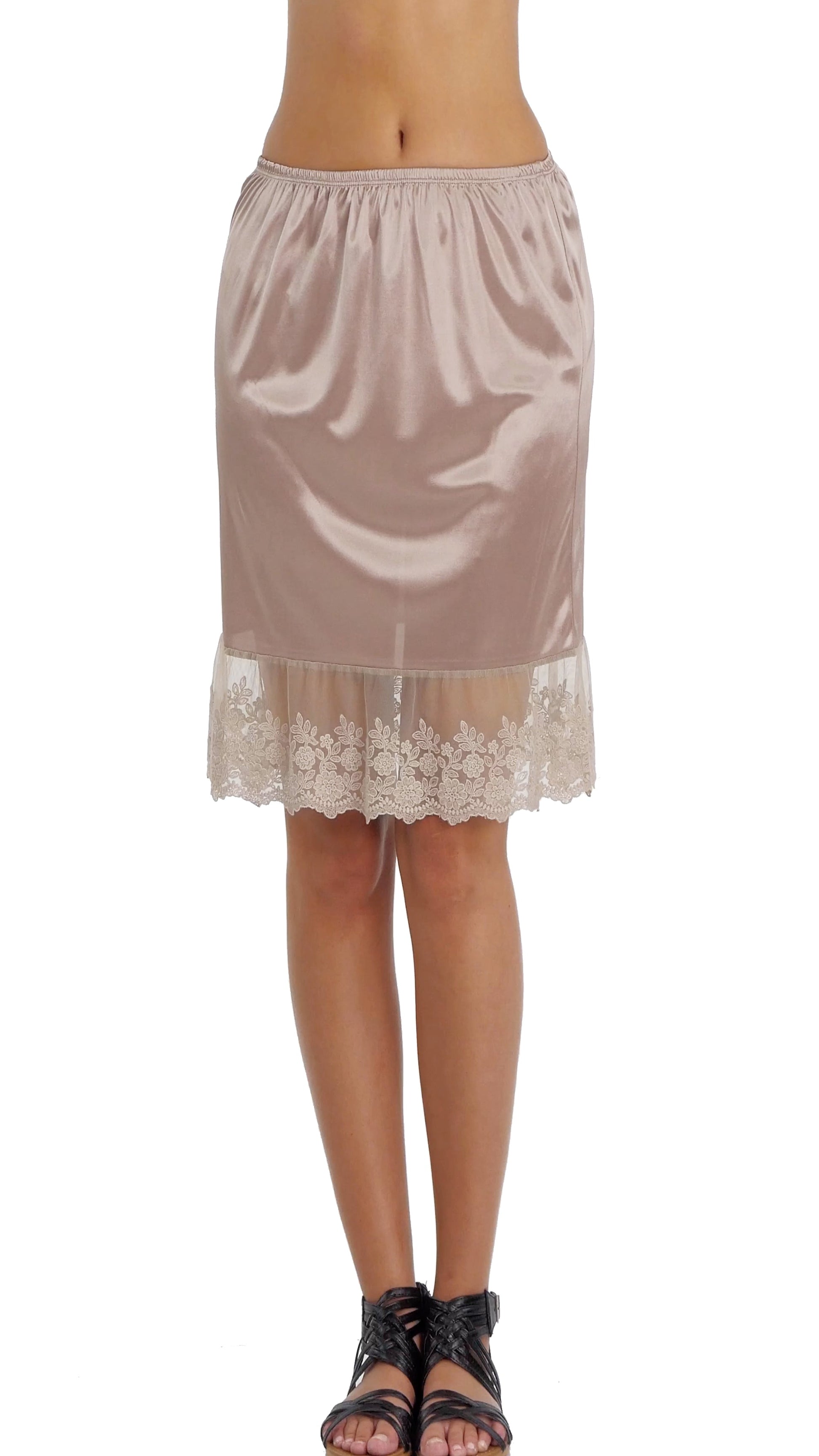 Single lace satin half slip skirt extender - 21" length - Shop Lev