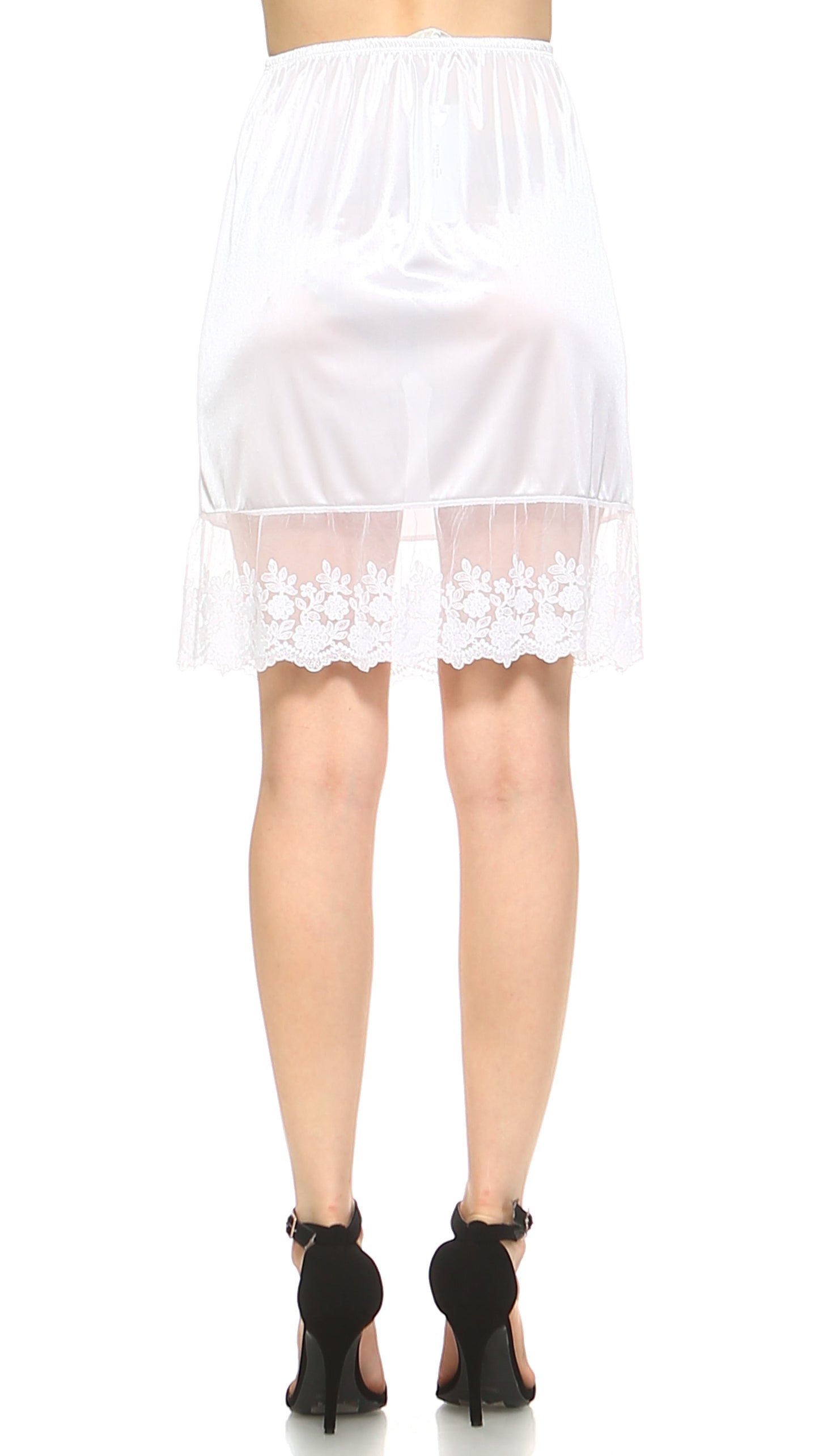 Single lace satin half slip skirt extender - 21" length - Shop Lev
