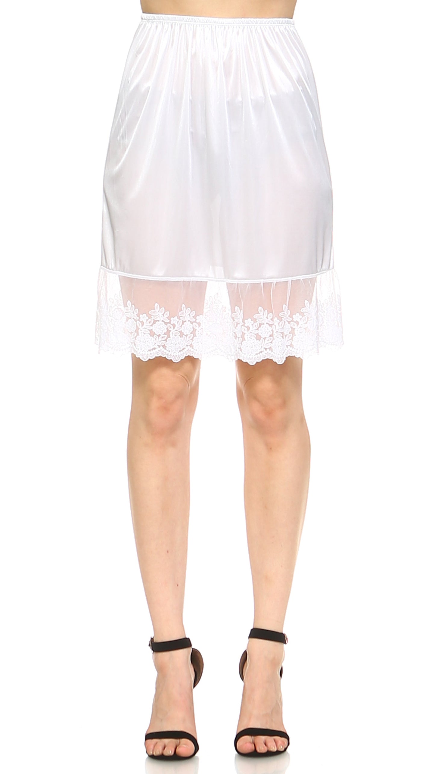 Single lace satin half slip skirt extender - 21" length - Shop Lev