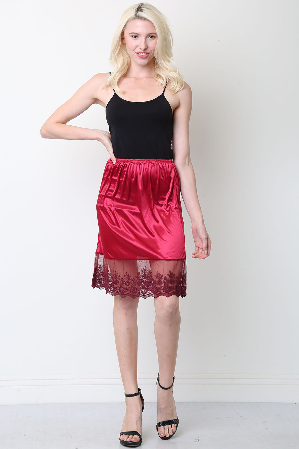 Single lace satin half slip skirt extender - 21" length - Shop Lev