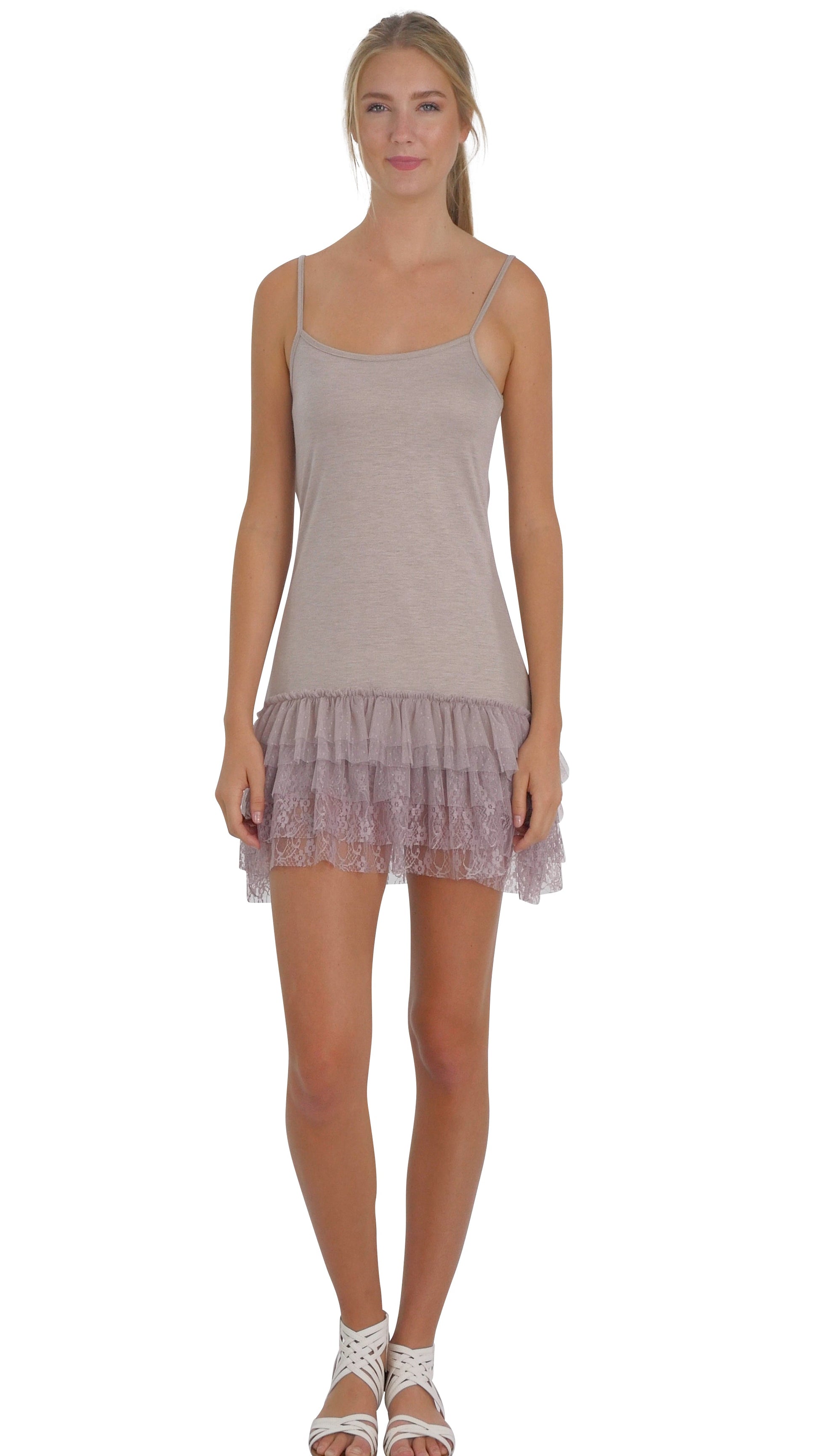 Women Lace Layered Knit Short High-Low Full Slip - Shop Lev