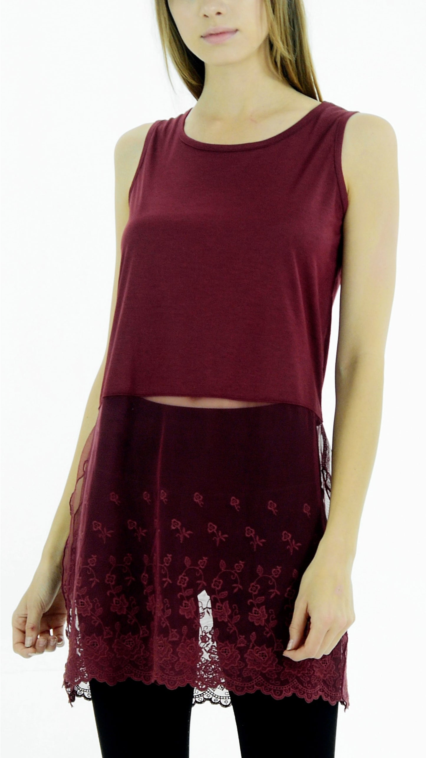 Women Lace Bottom Crop Tank and top extender - Shop Lev