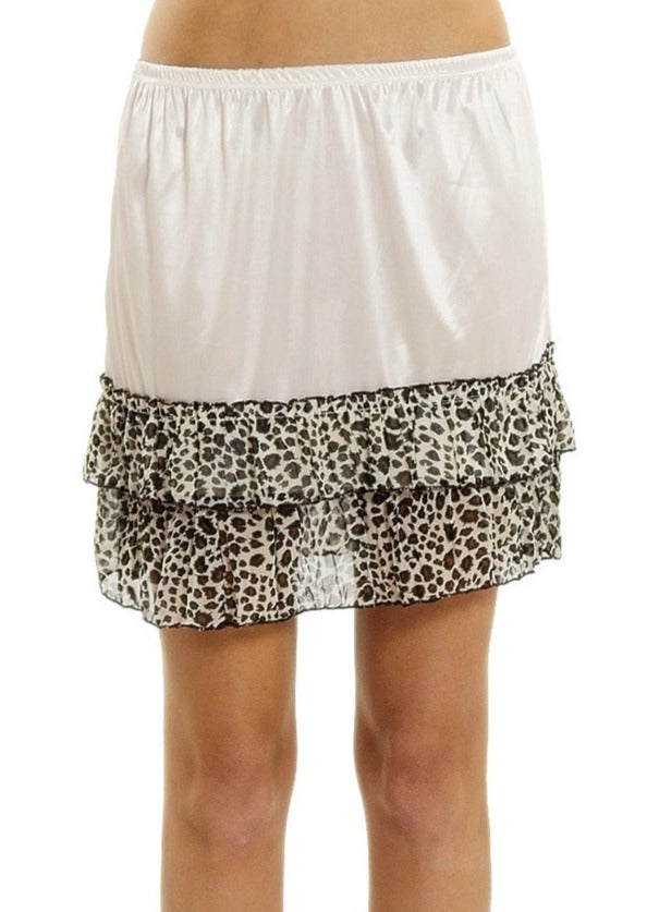 Melody ivory satin mini leopard half slip - Shop Lev