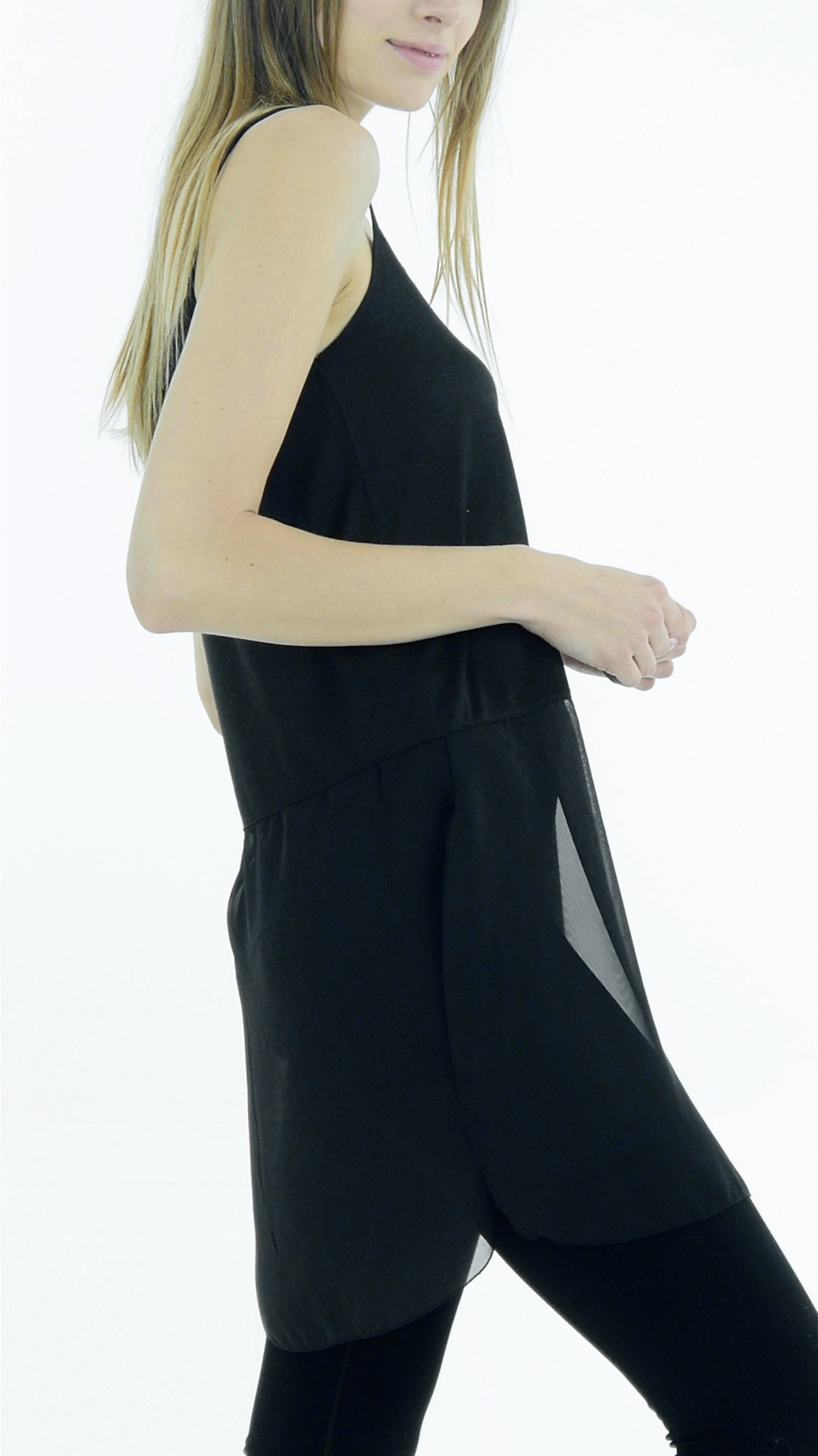 Women's Basic Knit Slip Top with Sheer Bottom and spagehtti Straps - Shop Lev