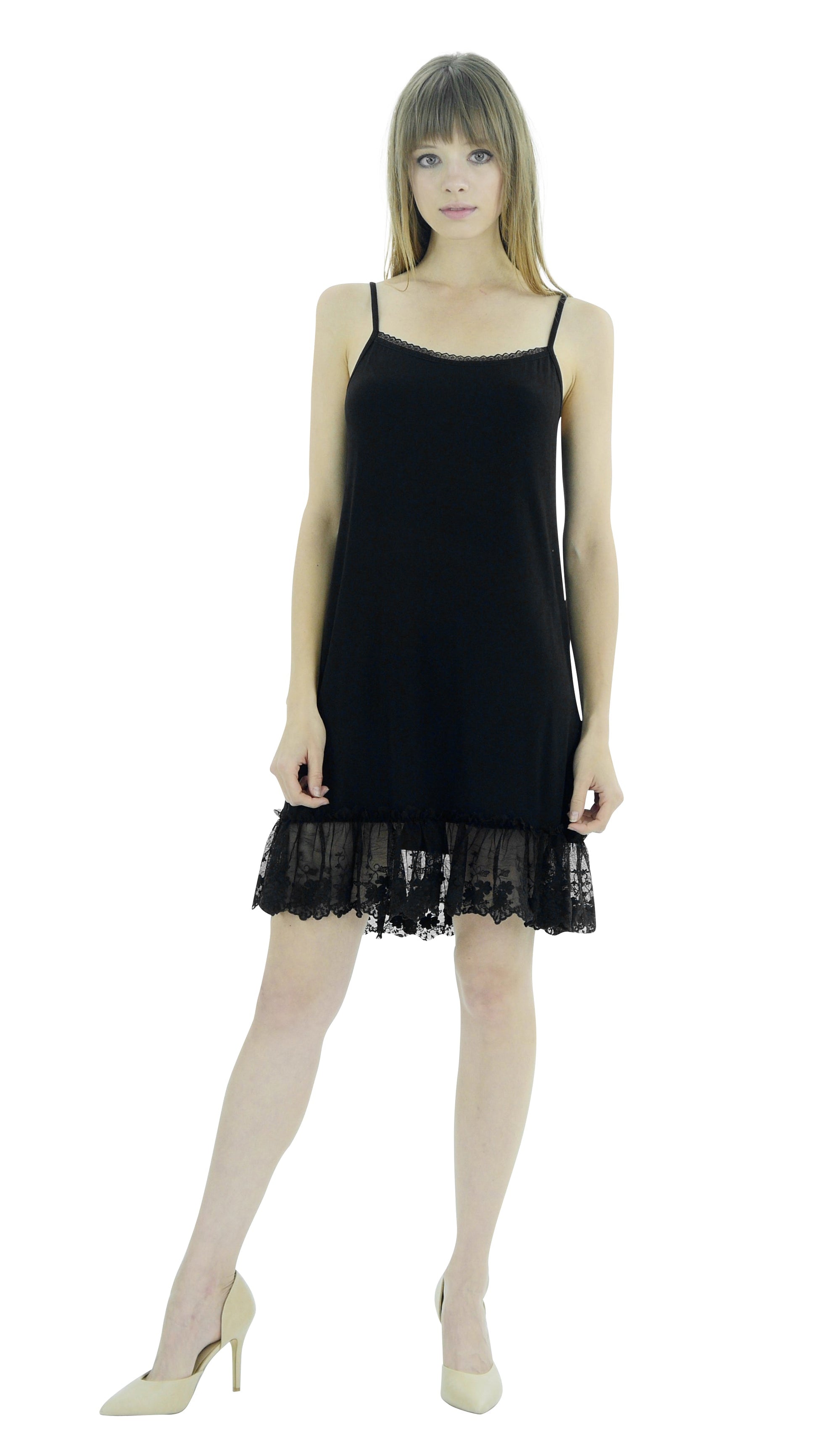 Women Lace Trim Modal Full Slip with Laced Neckline - Shop Lev