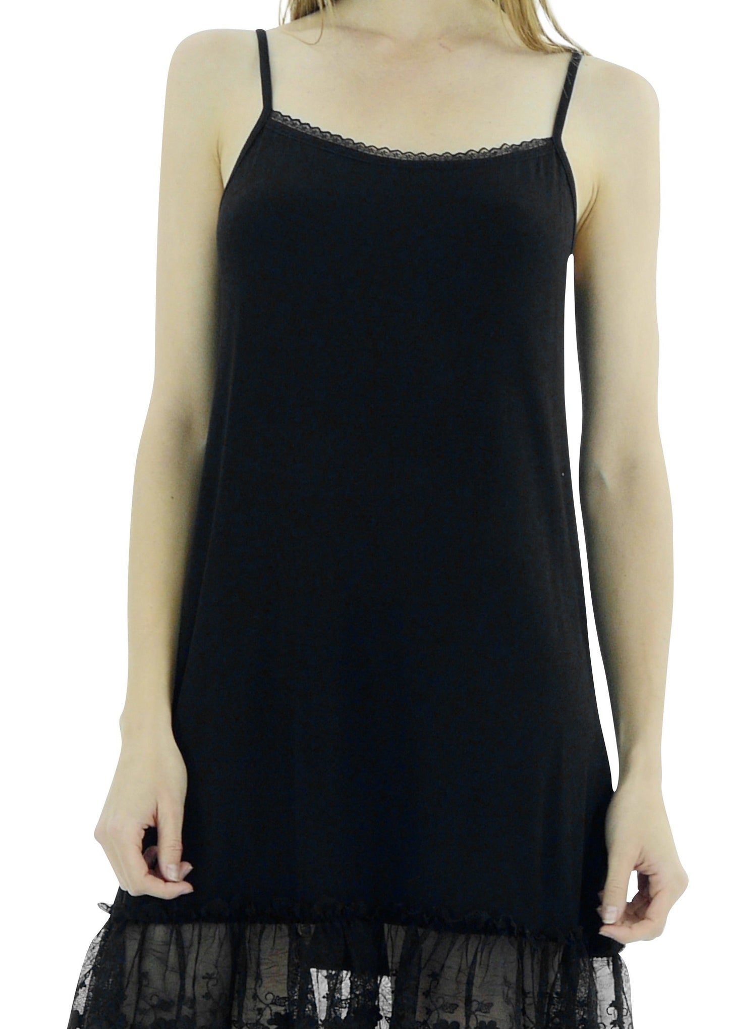 Women Lace Trim Modal Full Slip with Laced Neckline - Shop Lev