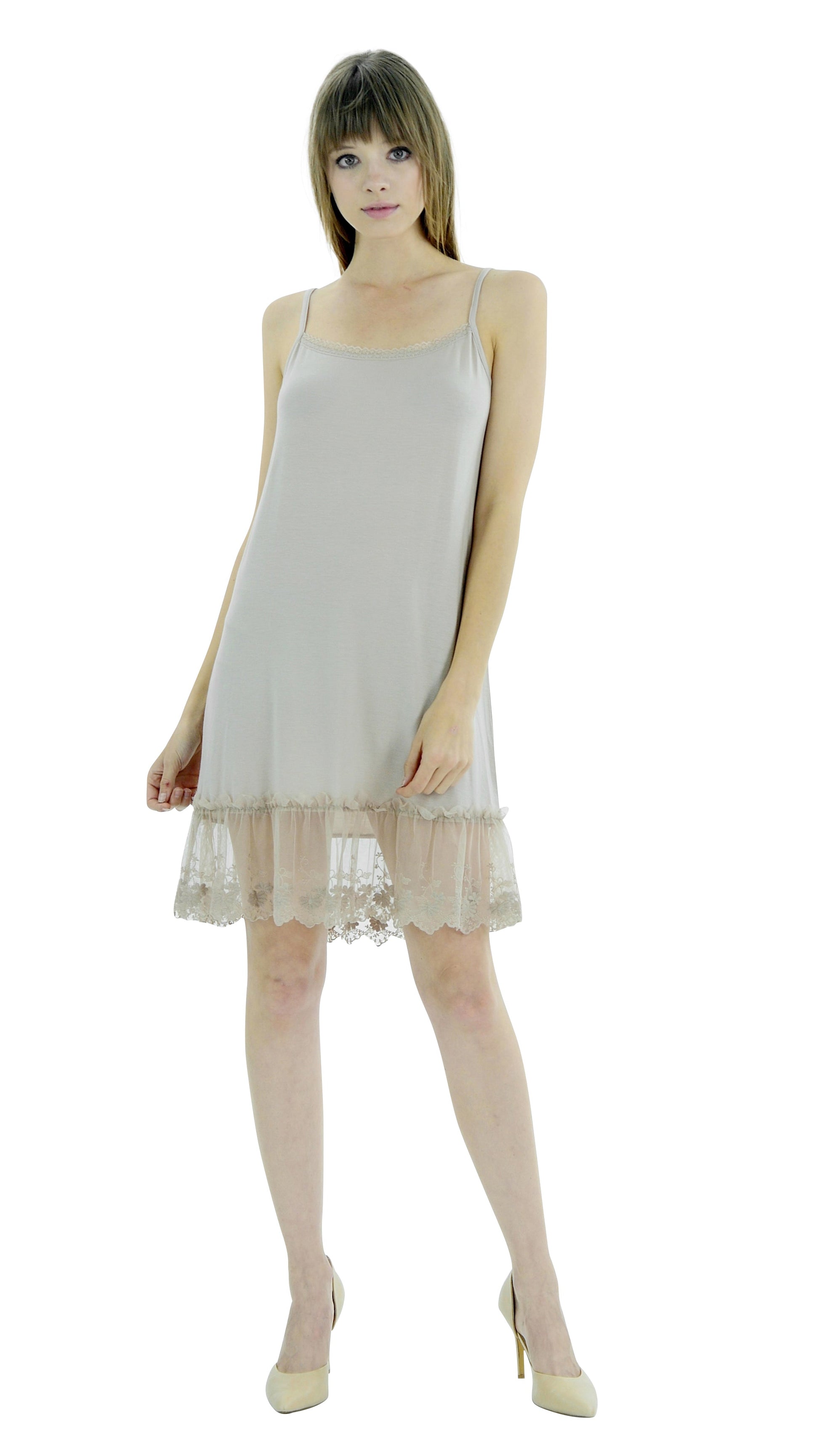 Women Lace Trim Modal Full Slip with Laced Neckline - Shop Lev