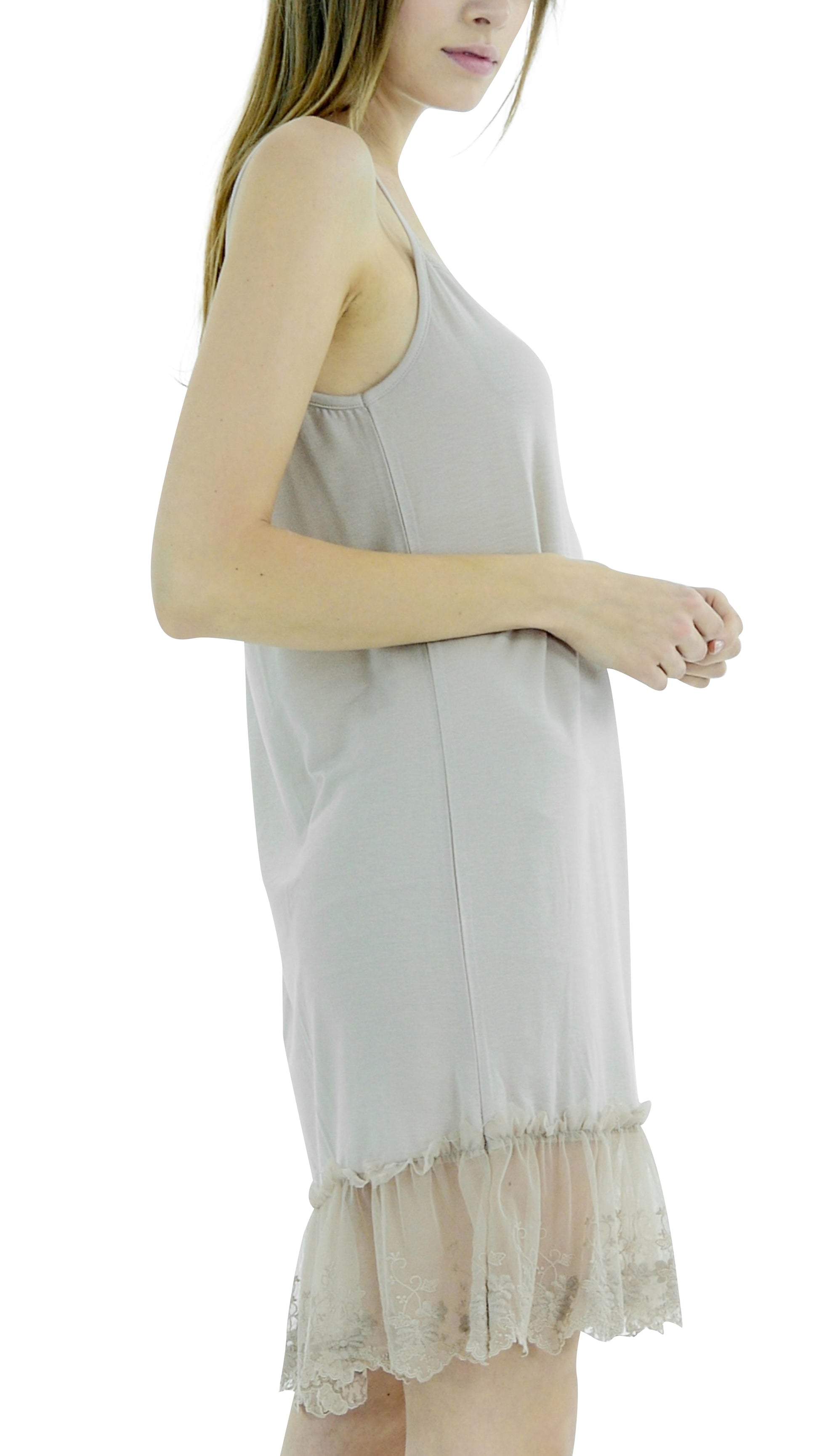 Women Lace Trim Modal Full Slip with Laced Neckline - Shop Lev
