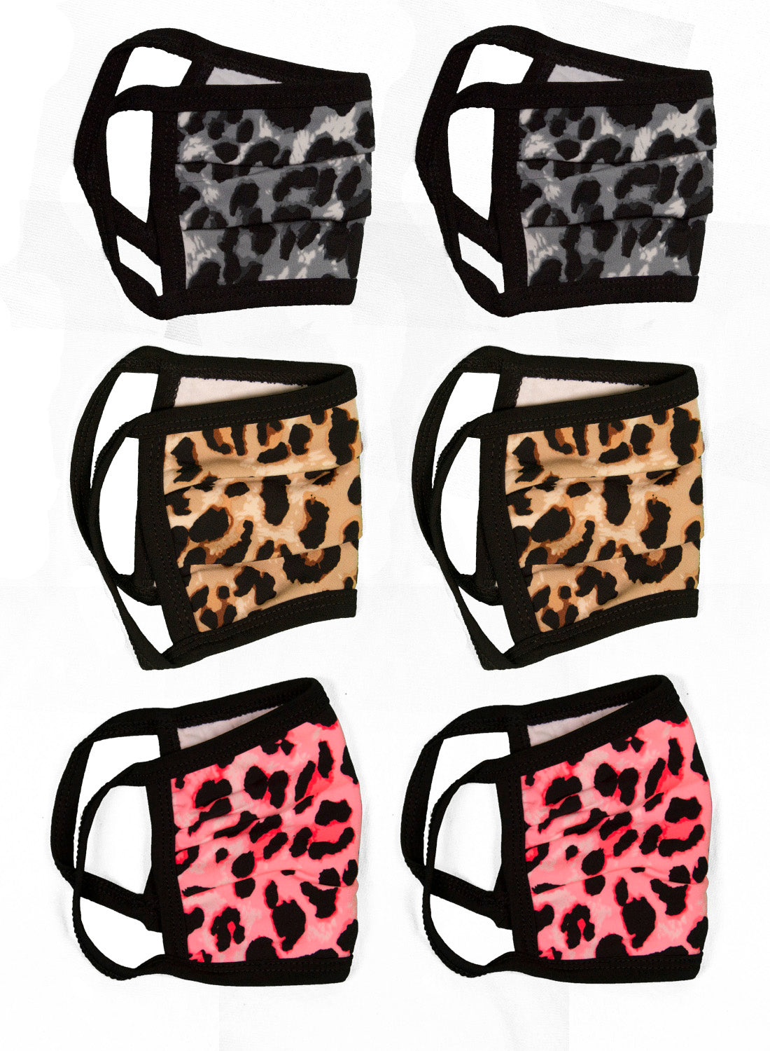 6 Pack Leopard Print Washable Cotton Face Mask