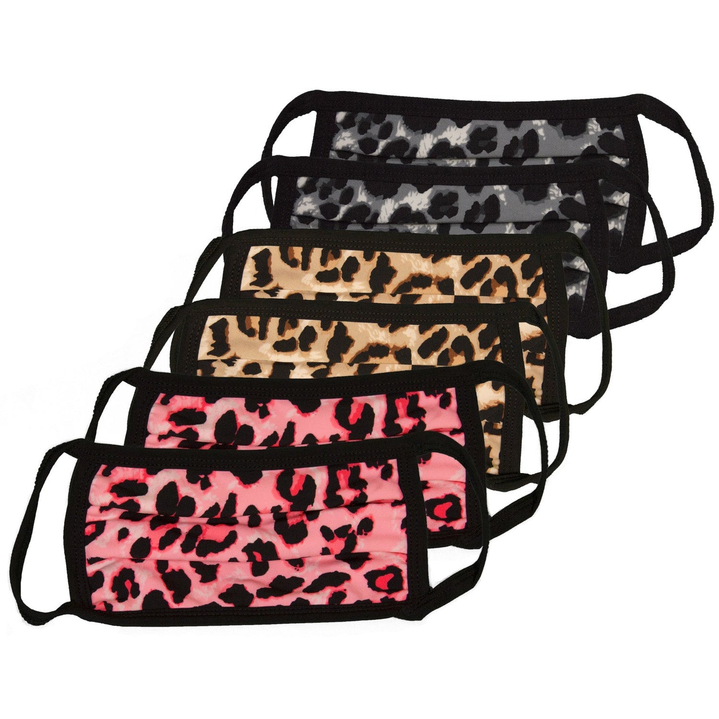 6 Pack Leopard Print Washable Cotton Face Mask