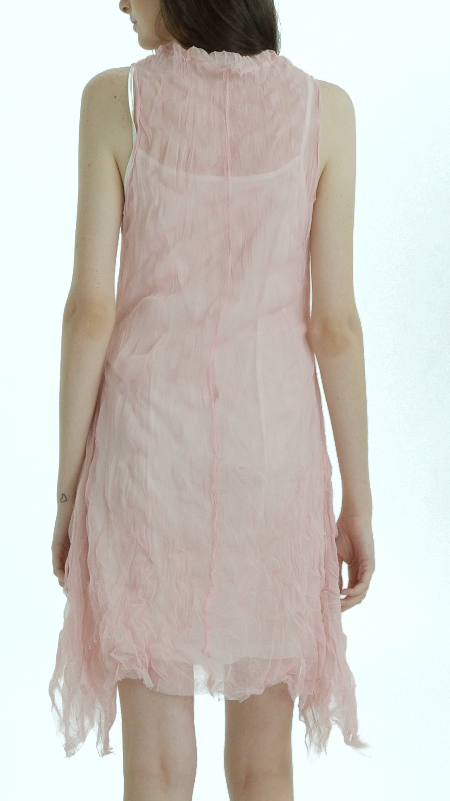 Women's Sleeveless Double Layer Crinkled Mesh Midi Dress - Shop Lev