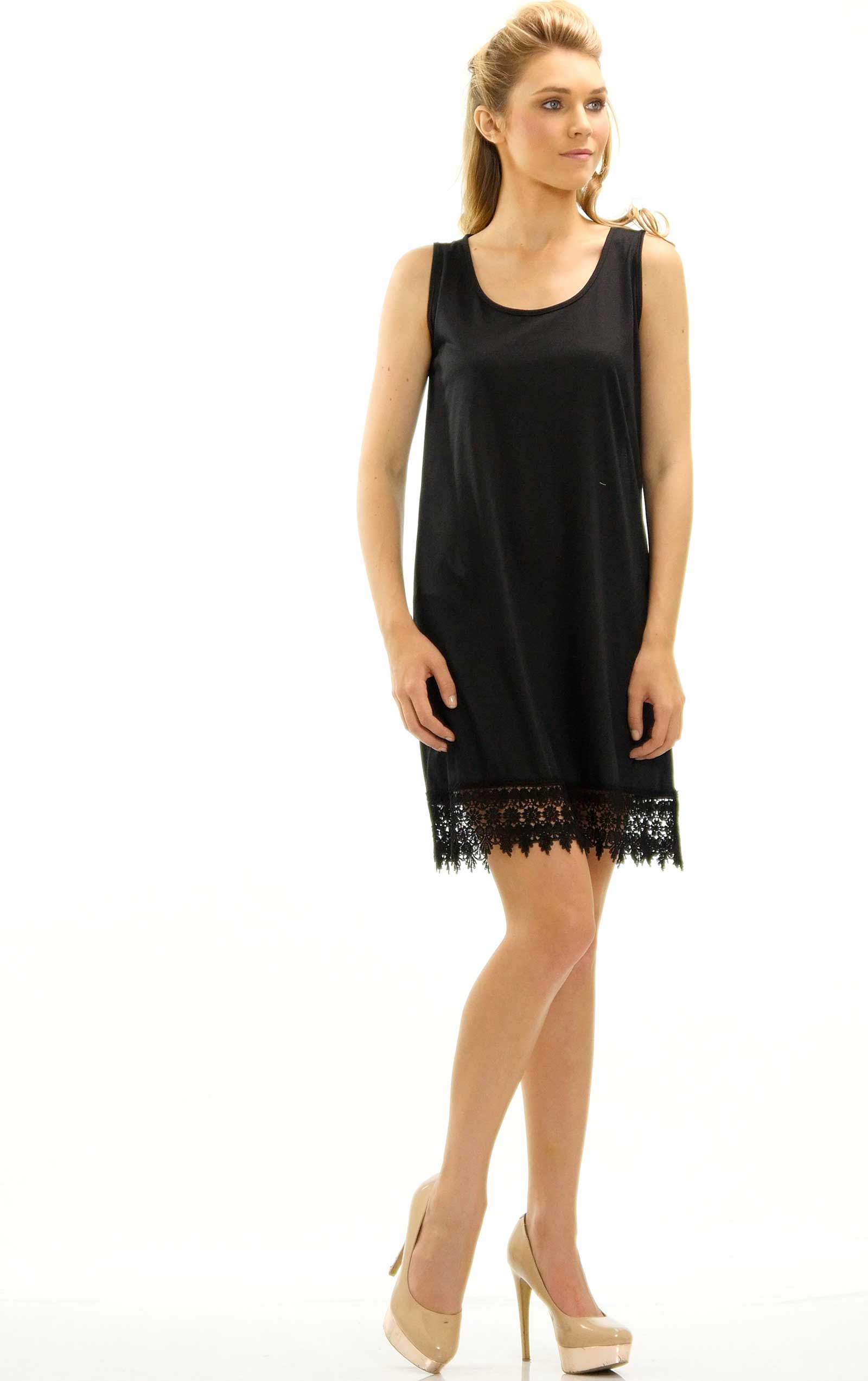 Womens Soild Knit Lace Tank Full Slip Dress Extender - Shop Lev