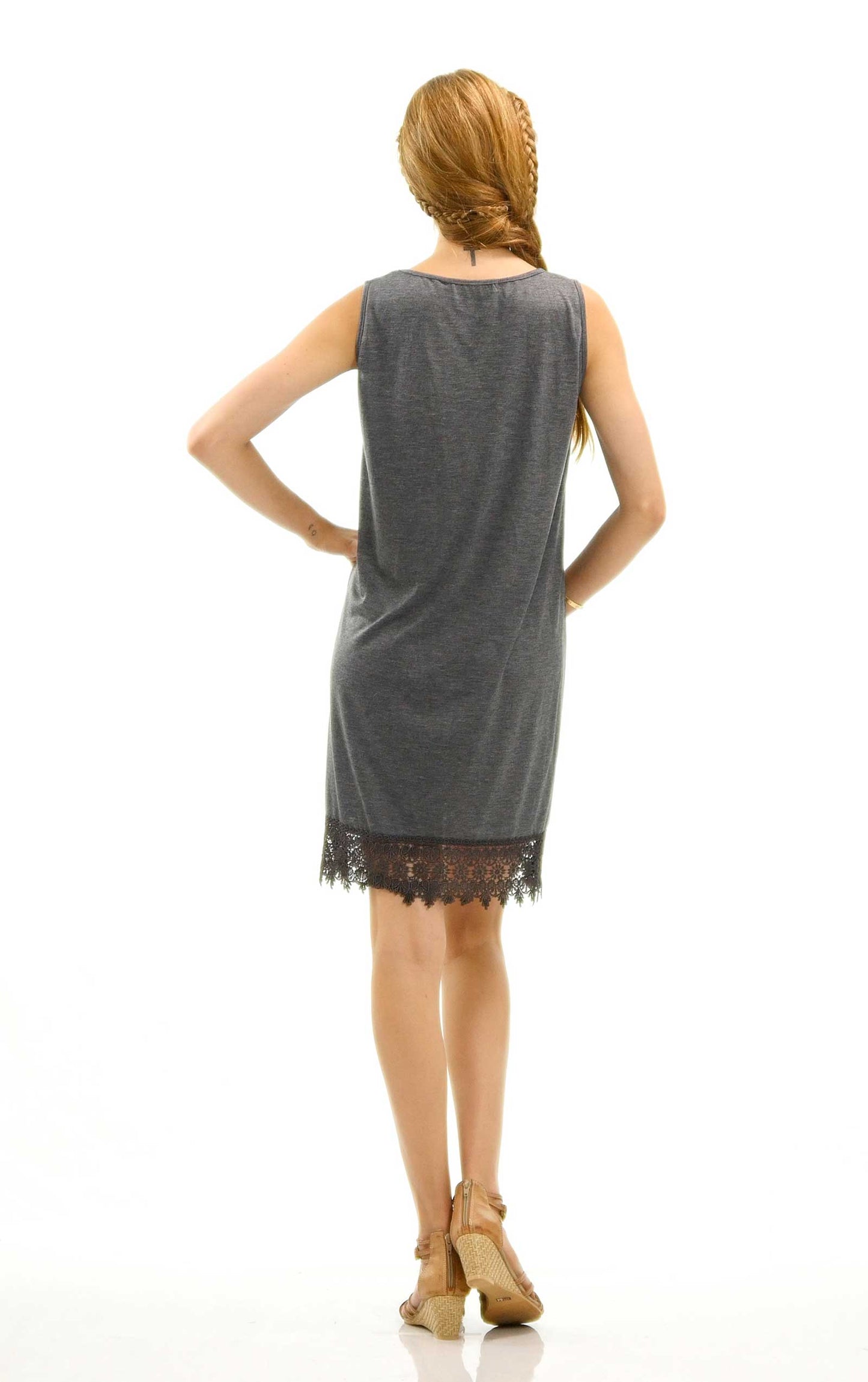 Womens Soild Knit Lace Tank Full Slip Dress Extender - Shop Lev