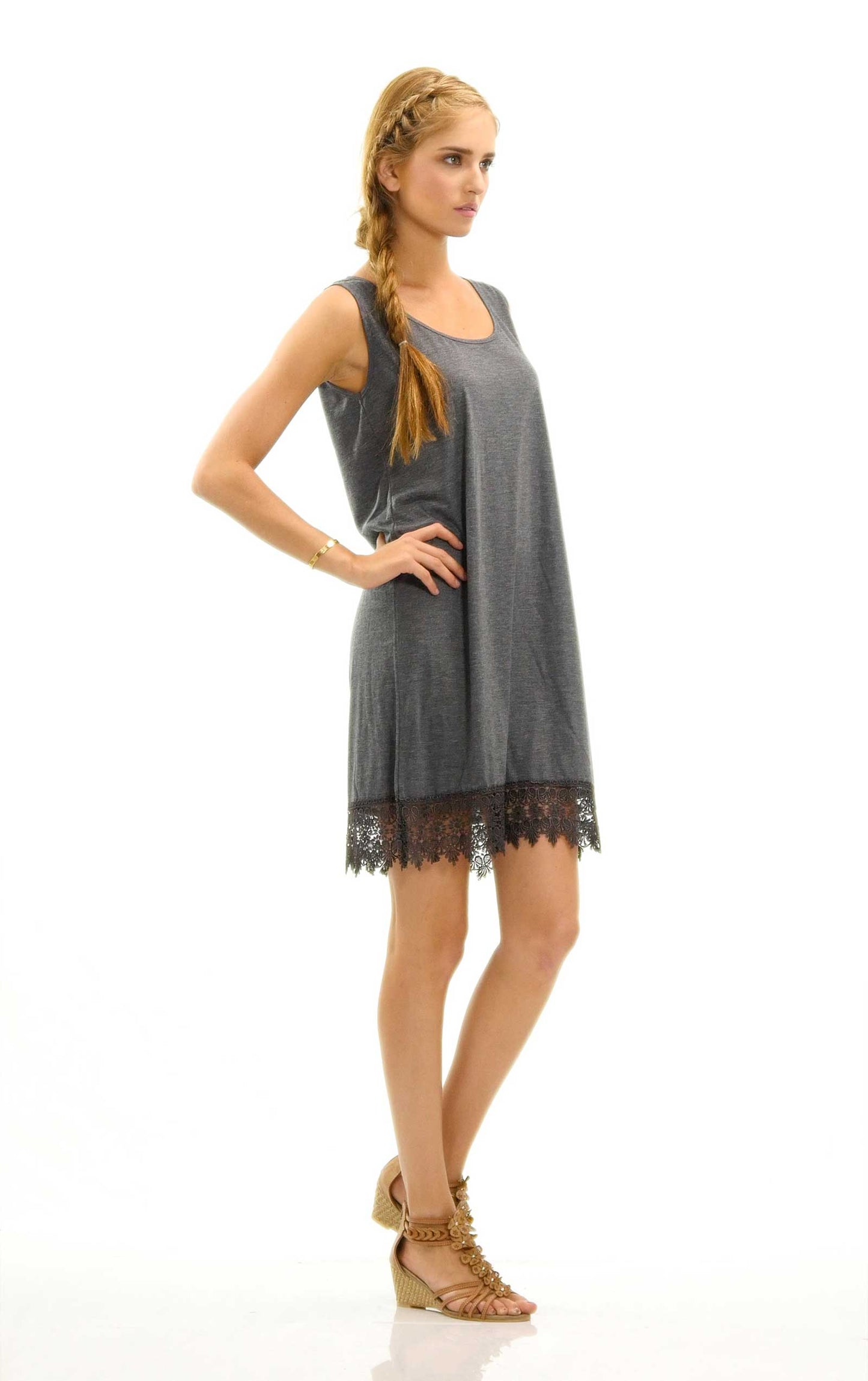 Womens Soild Knit Lace Tank Full Slip Dress Extender - Shop Lev