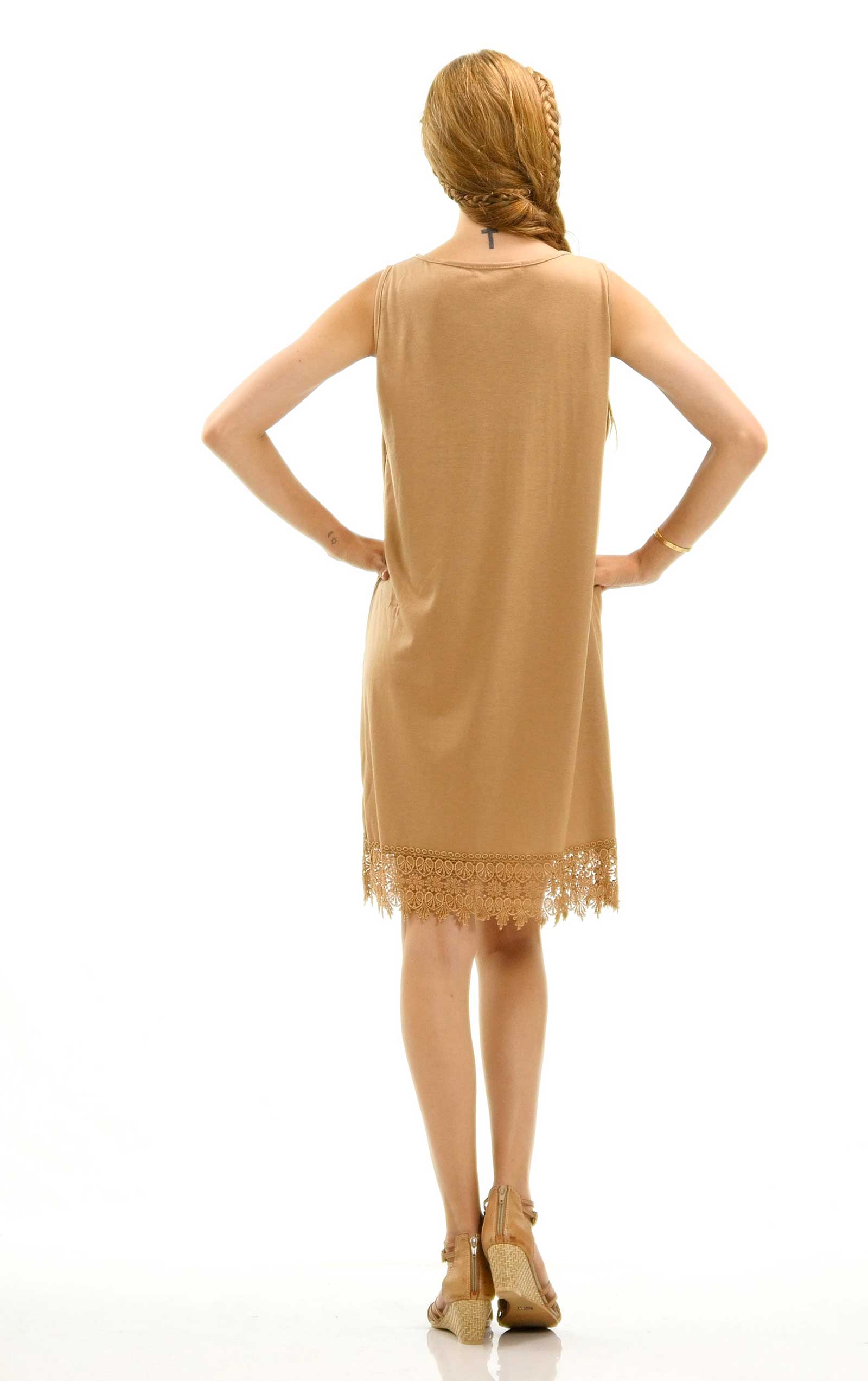 Womens Soild Knit Lace Tank Full Slip Dress Extender - Shop Lev
