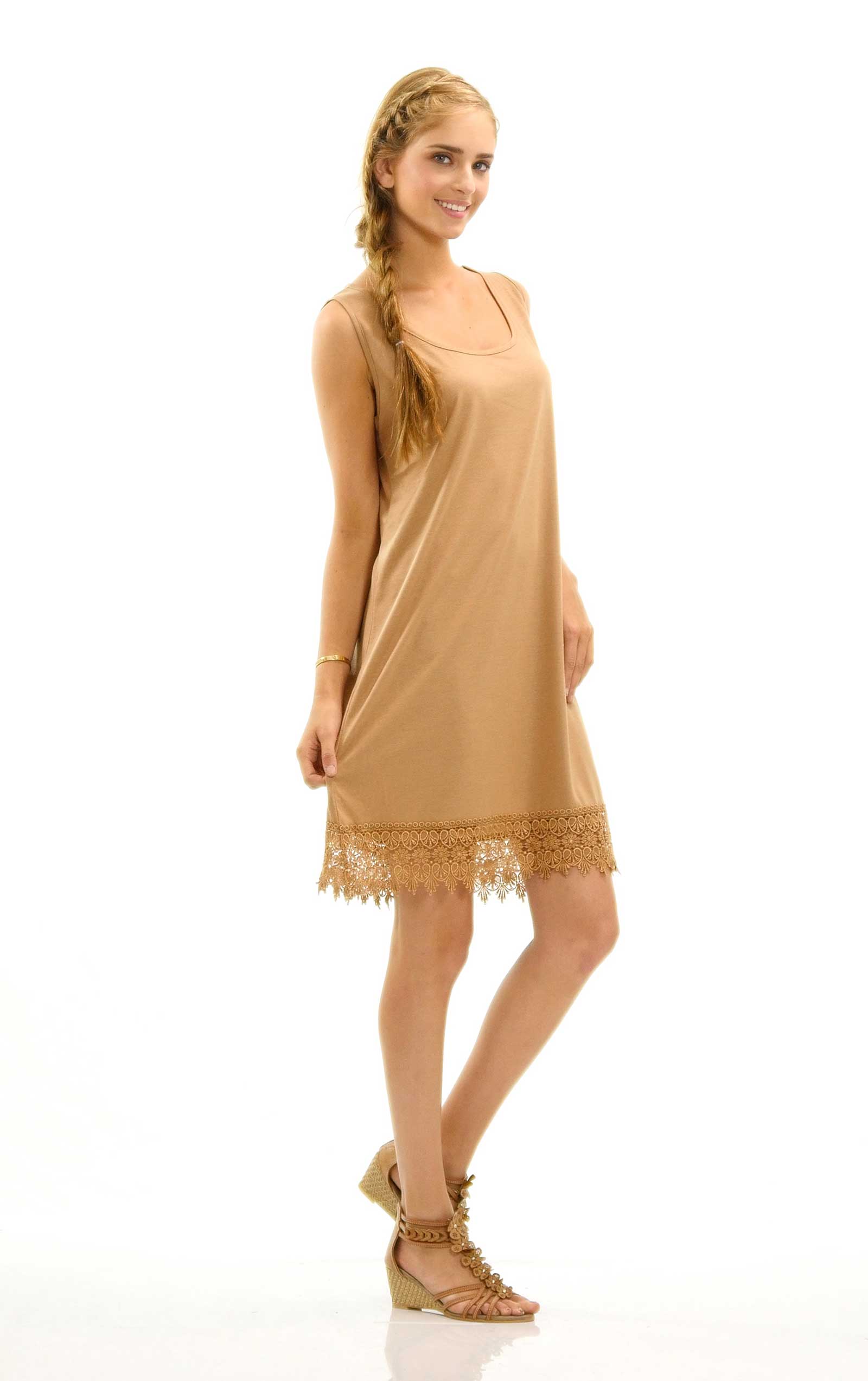 Womens Soild Knit Lace Tank Full Slip Dress Extender - Shop Lev