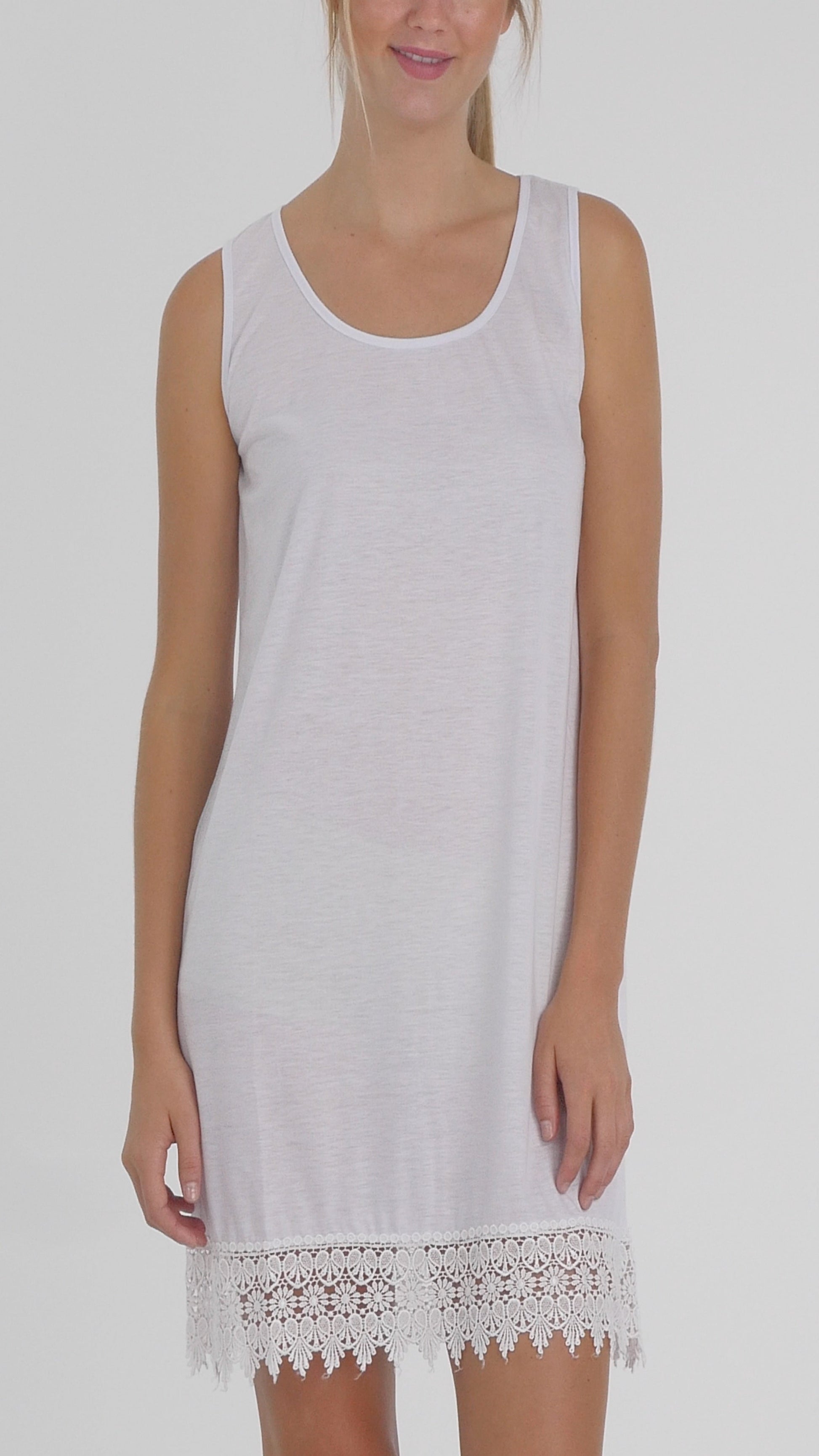 Womens Soild Knit Lace Tank Full Slip Dress Extender - Shop Lev