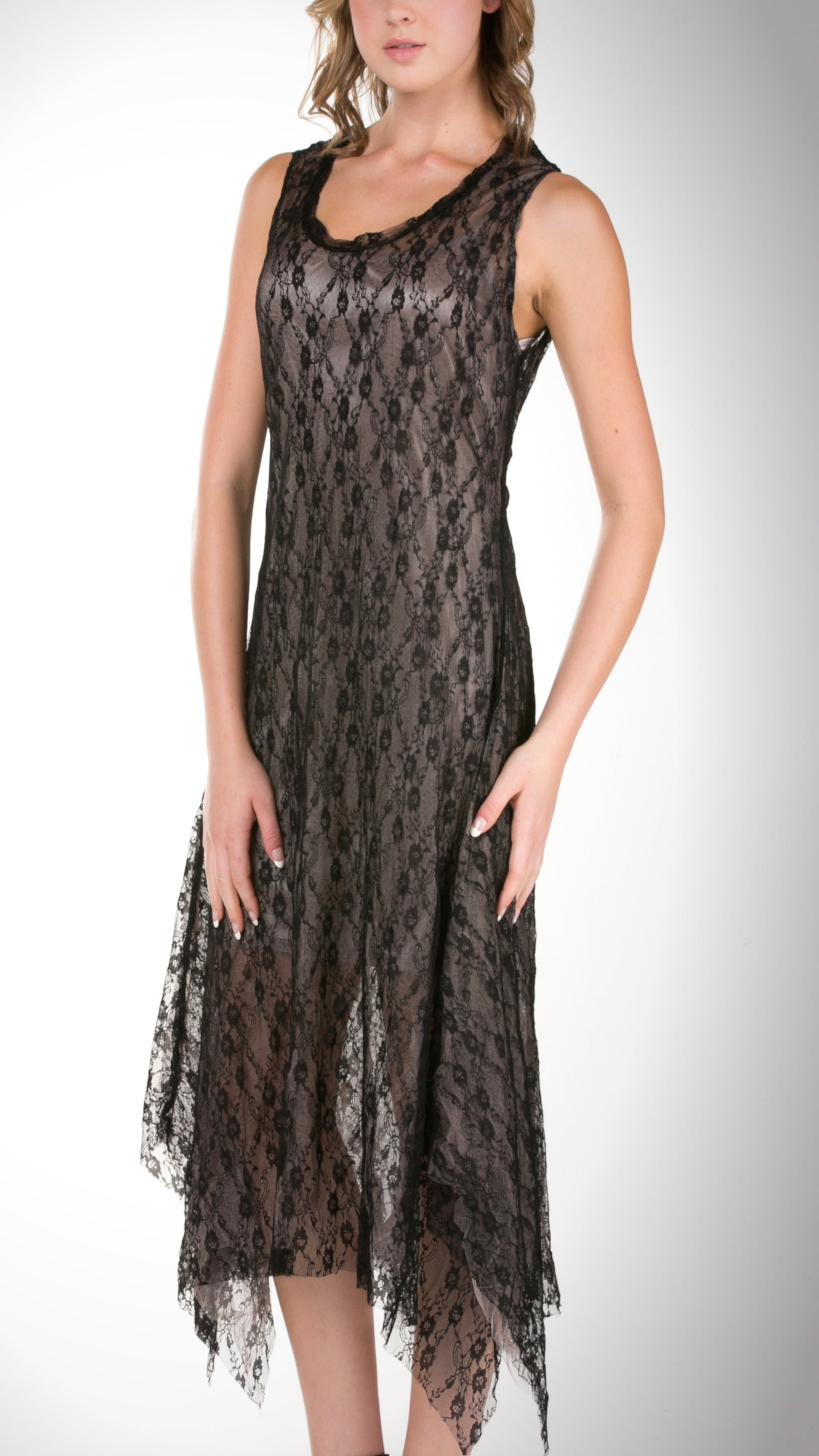 Lace Mesh Layering Sleeveless Dresses - Shop Lev