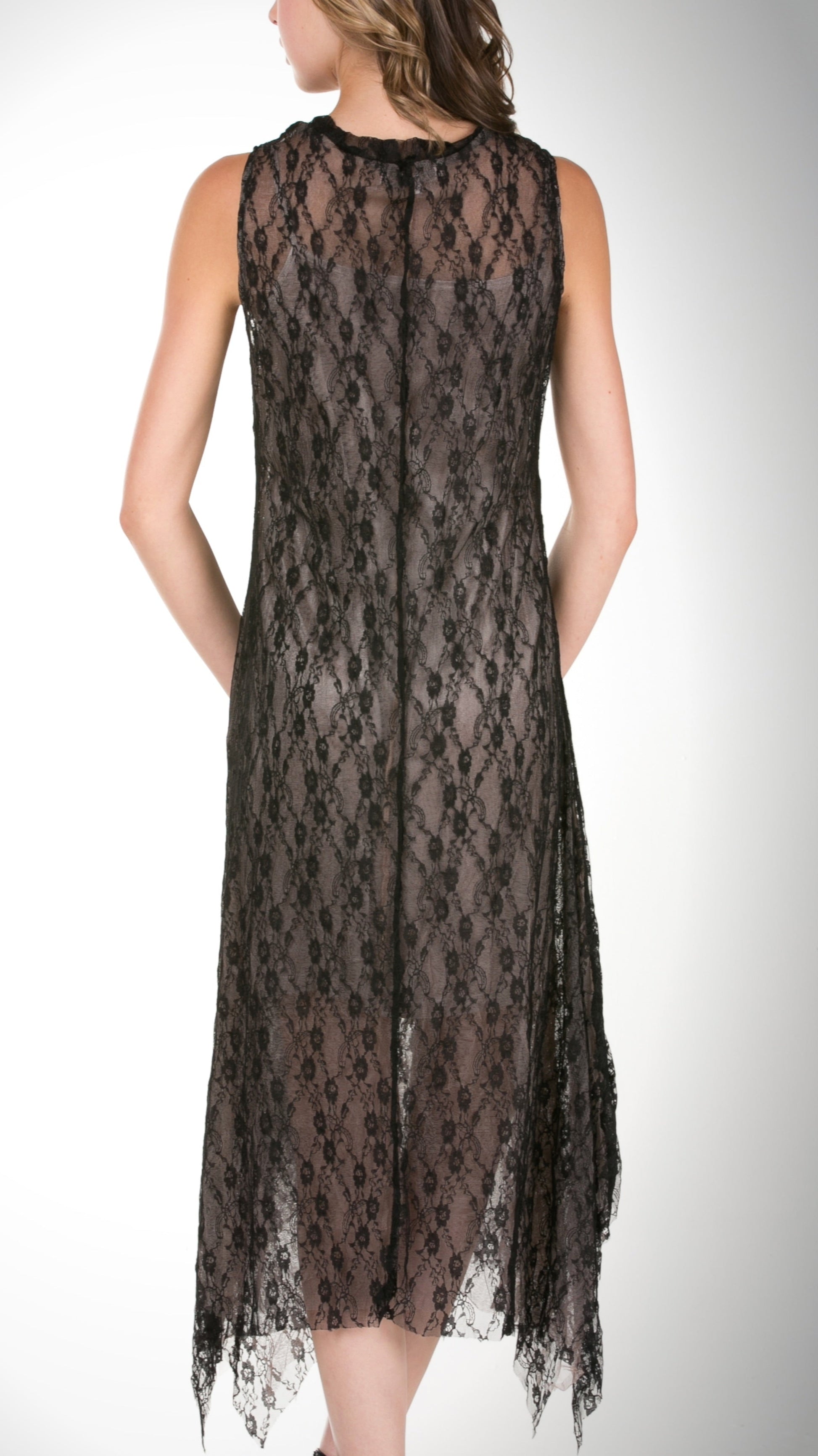 Lace Mesh Layering Sleeveless Dresses - Shop Lev