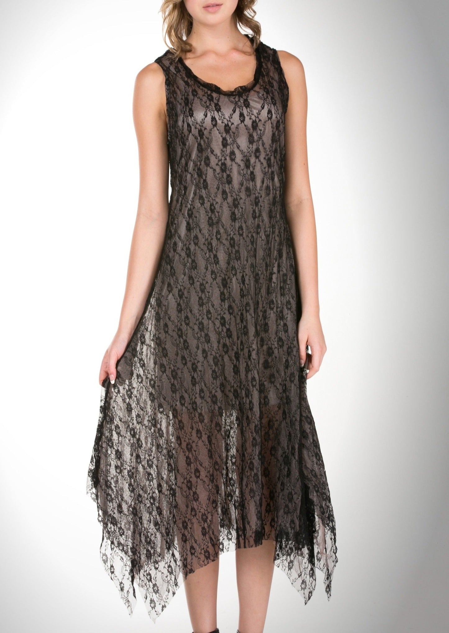 Lace Mesh Layering Sleeveless Dresses - Shop Lev