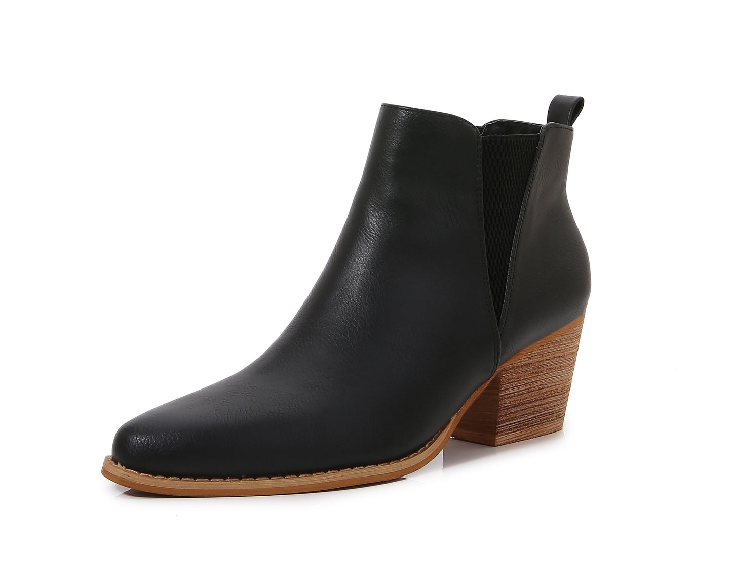 Wooden Heel Short Chelsea Ankle Boots