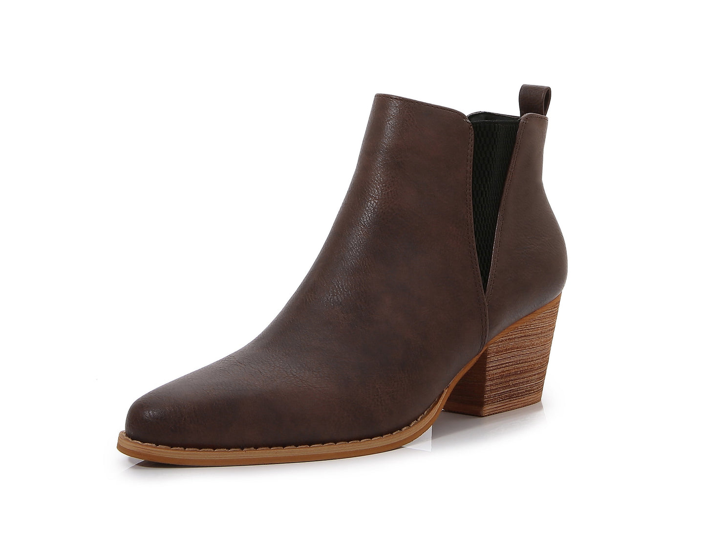 Wooden Heel Short Chelsea Ankle Boots