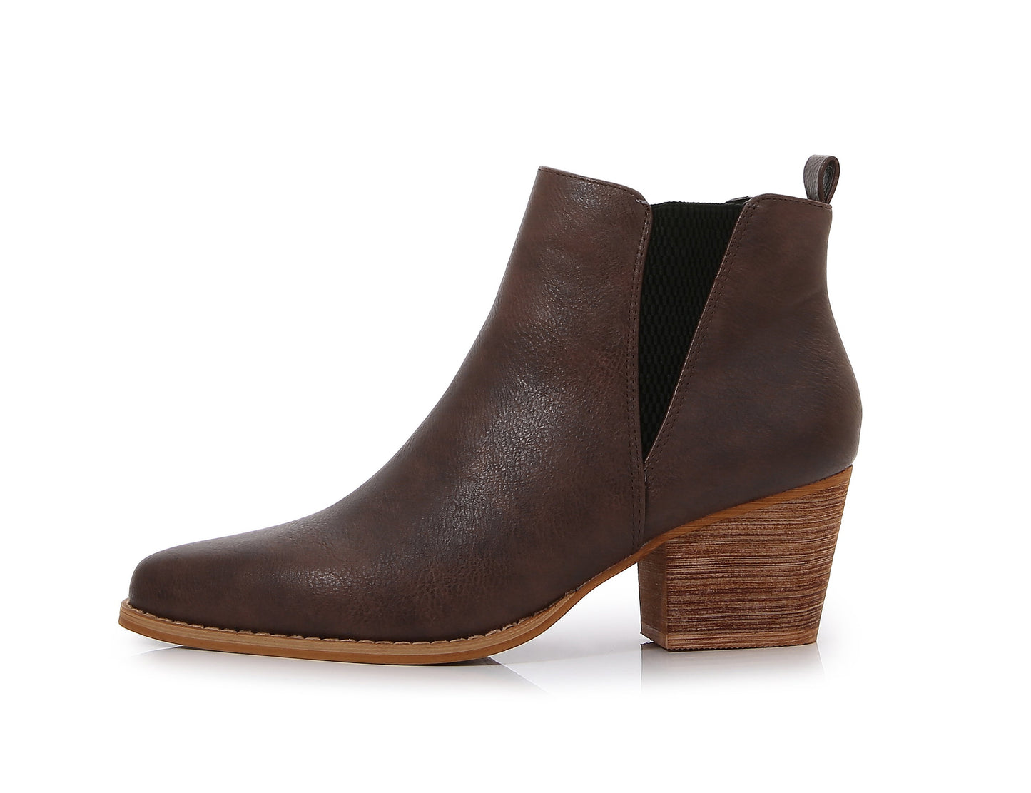 Wooden Heel Short Chelsea Ankle Boots