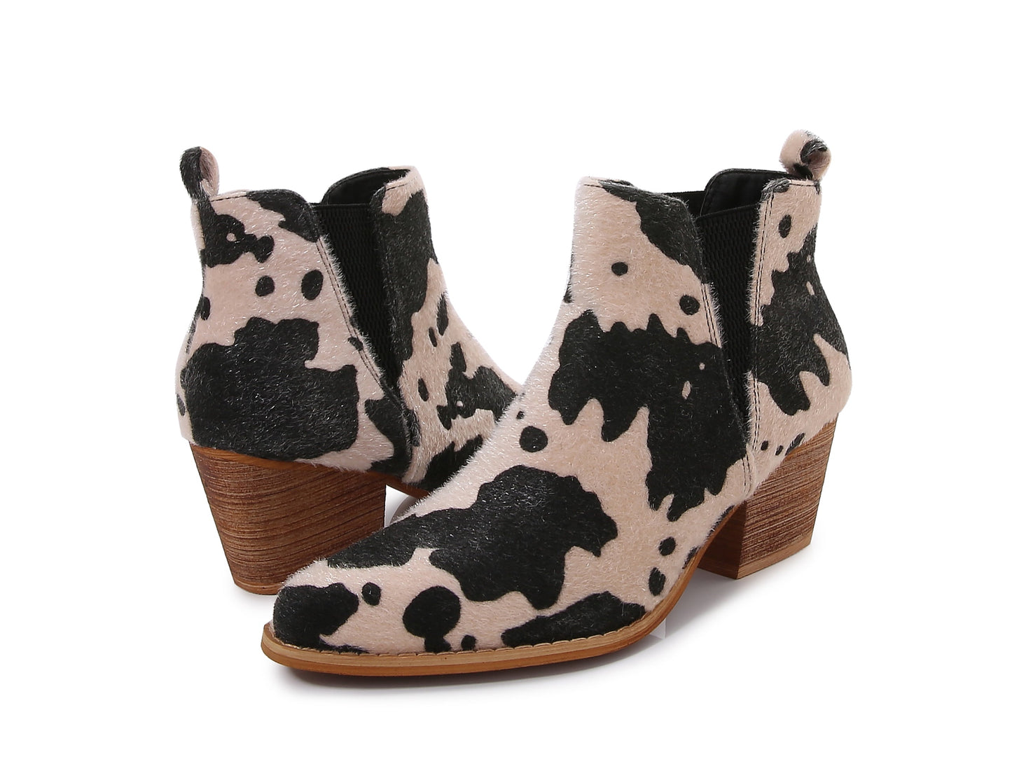 Wooden Heel Short Chelsea Ankle Boots
