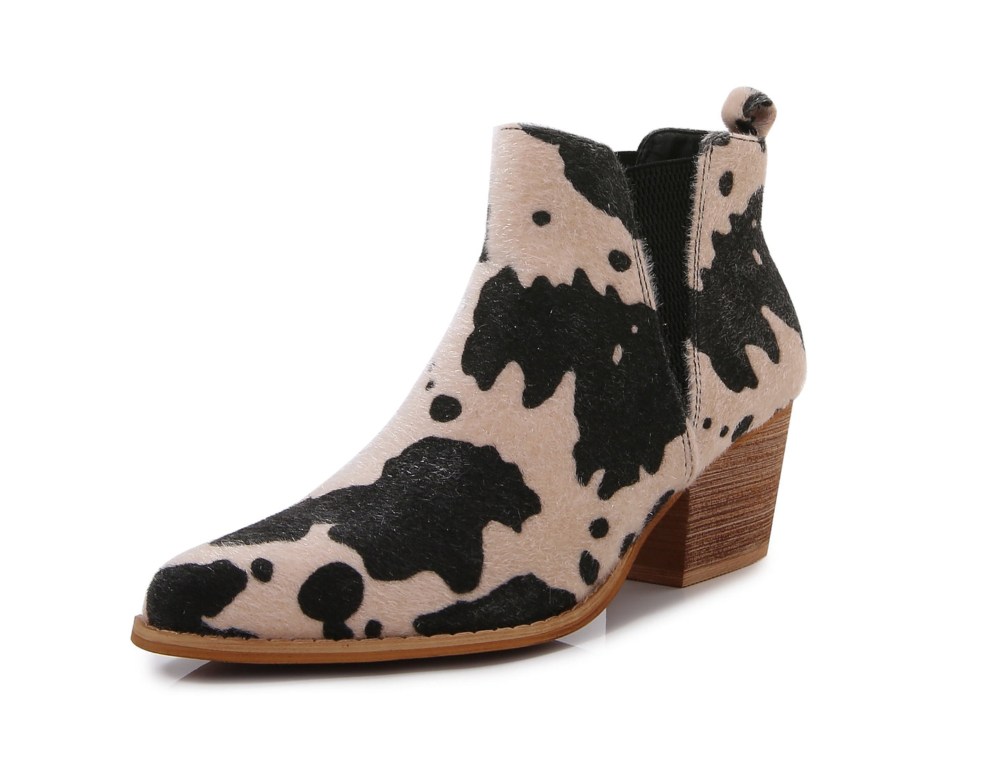 Wooden Heel Short Chelsea Ankle Boots