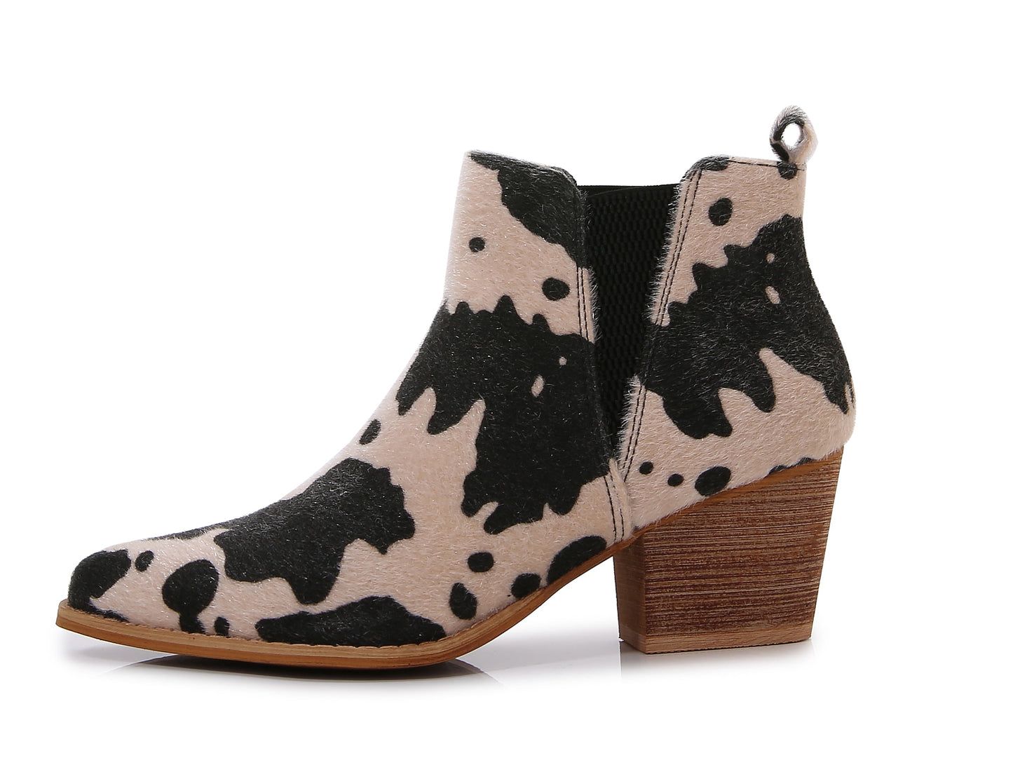 Wooden Heel Short Chelsea Ankle Boots