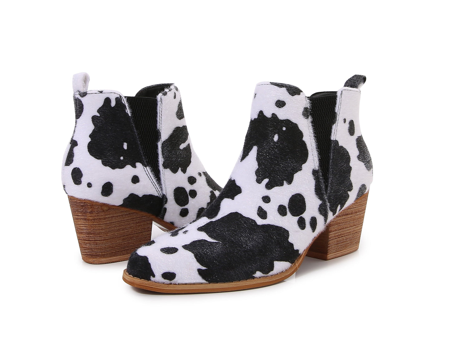 Wooden Heel Short Chelsea Ankle Boots