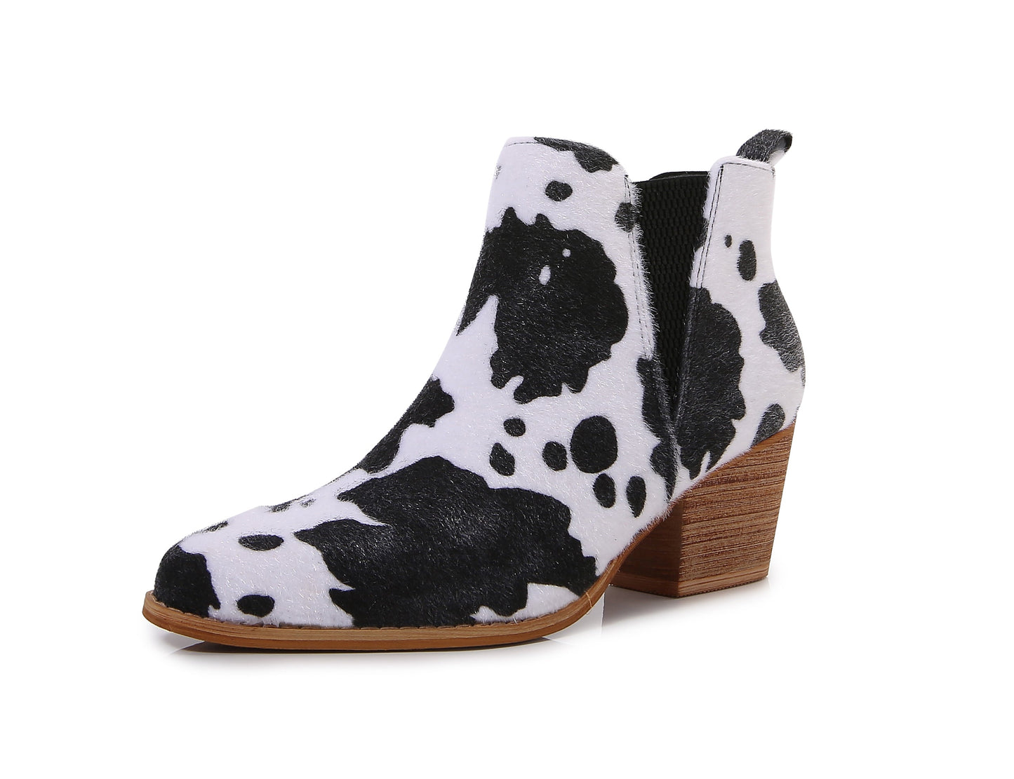 Wooden Heel Short Chelsea Ankle Boots