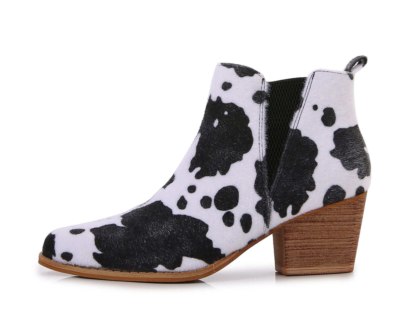 Wooden Heel Short Chelsea Ankle Boots