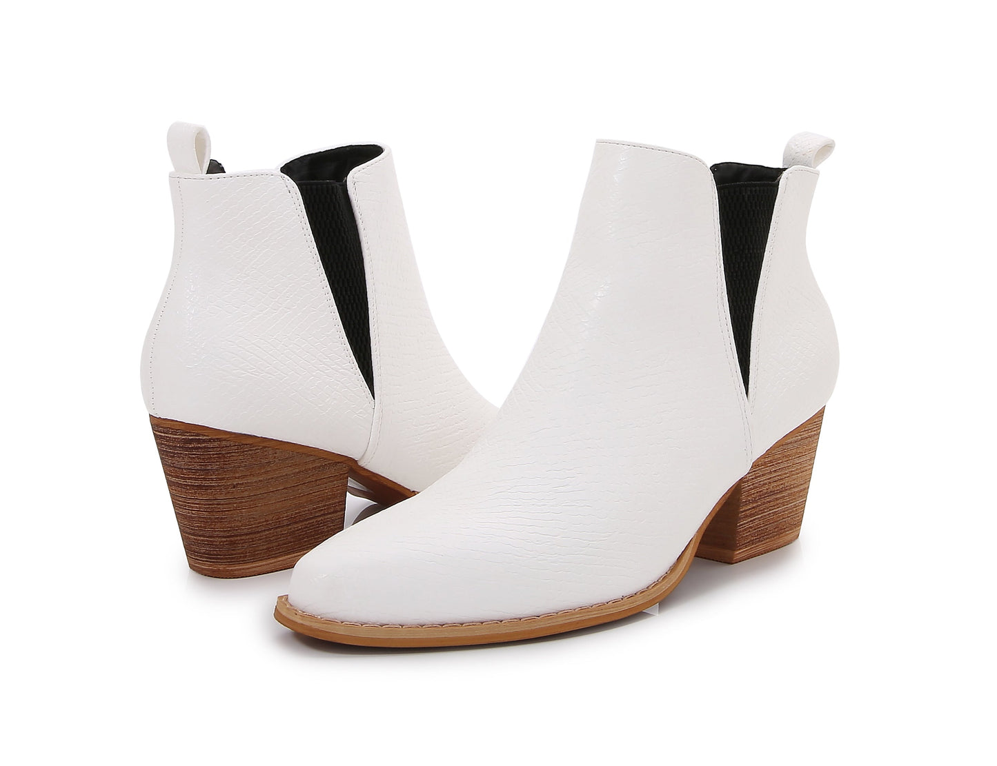 Wooden Heel Short Chelsea Ankle Boots