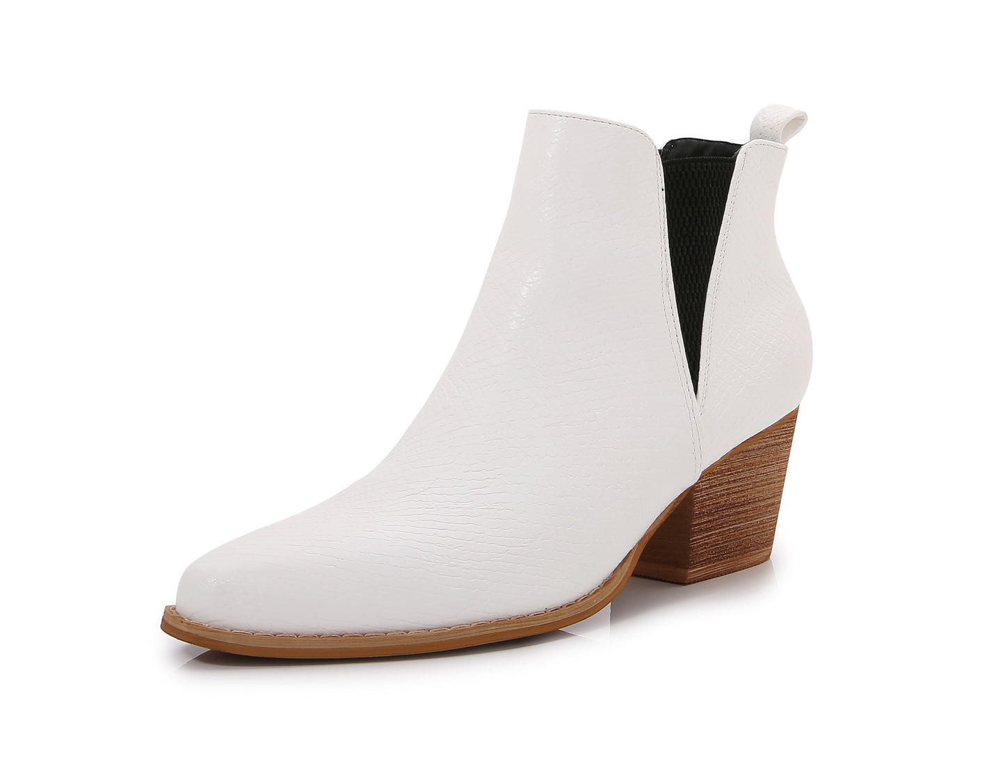 Wooden Heel Short Chelsea Ankle Boots