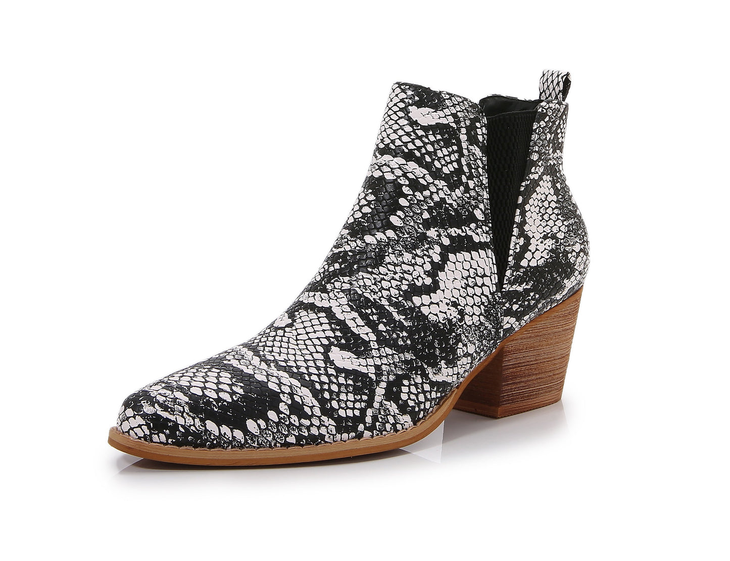 Wooden Heel Short Chelsea Ankle Boots