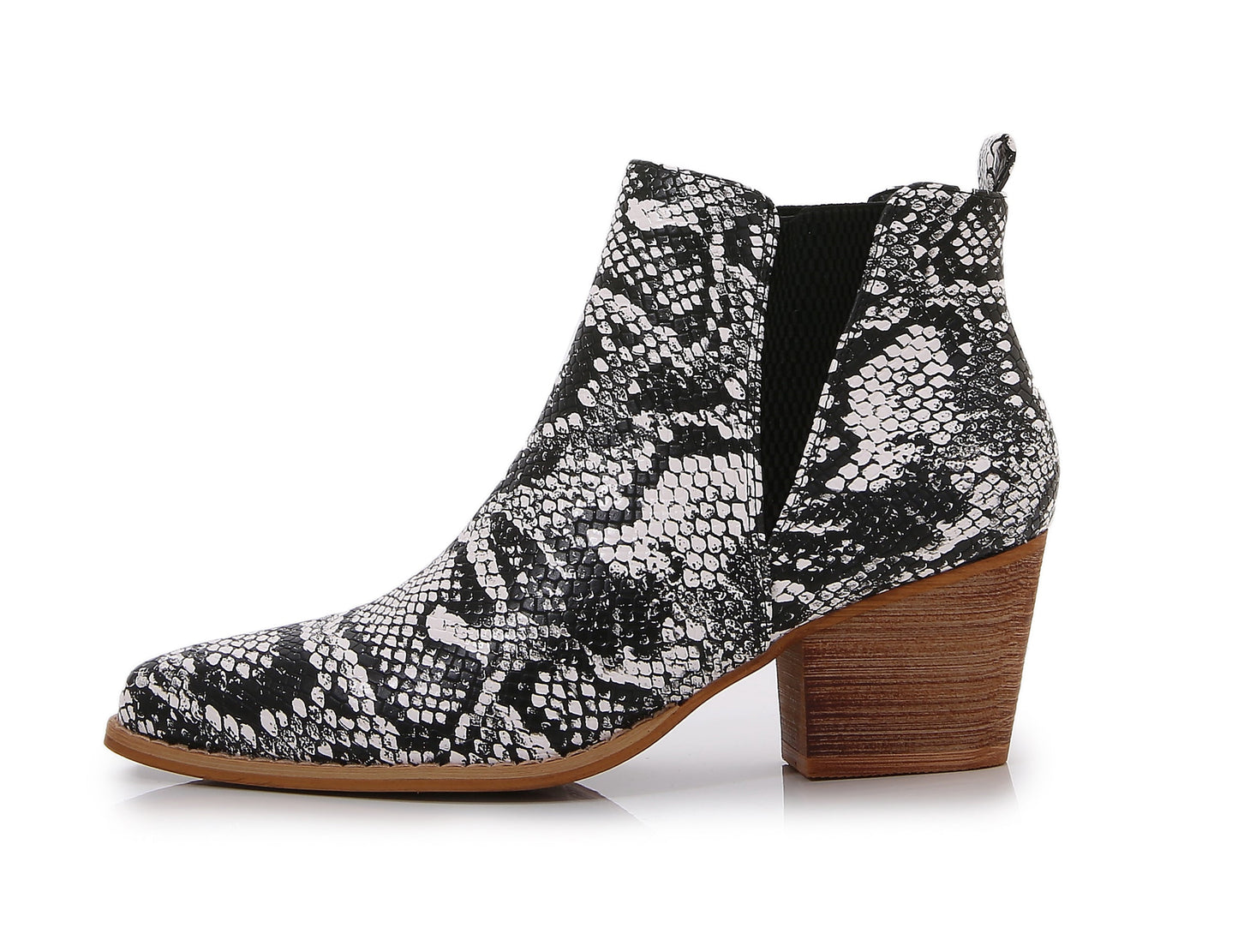 Wooden Heel Short Chelsea Ankle Boots