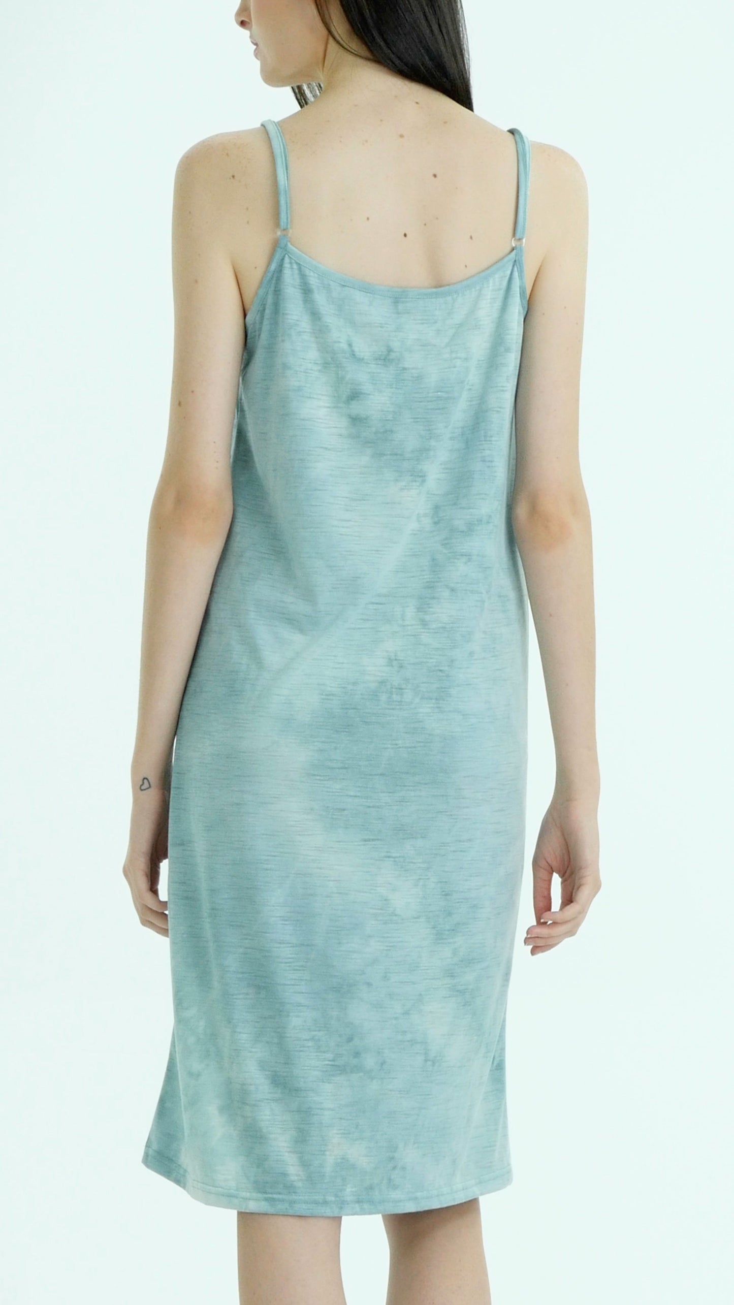 Knee length tie dye knit full slip dress - Shop Lev