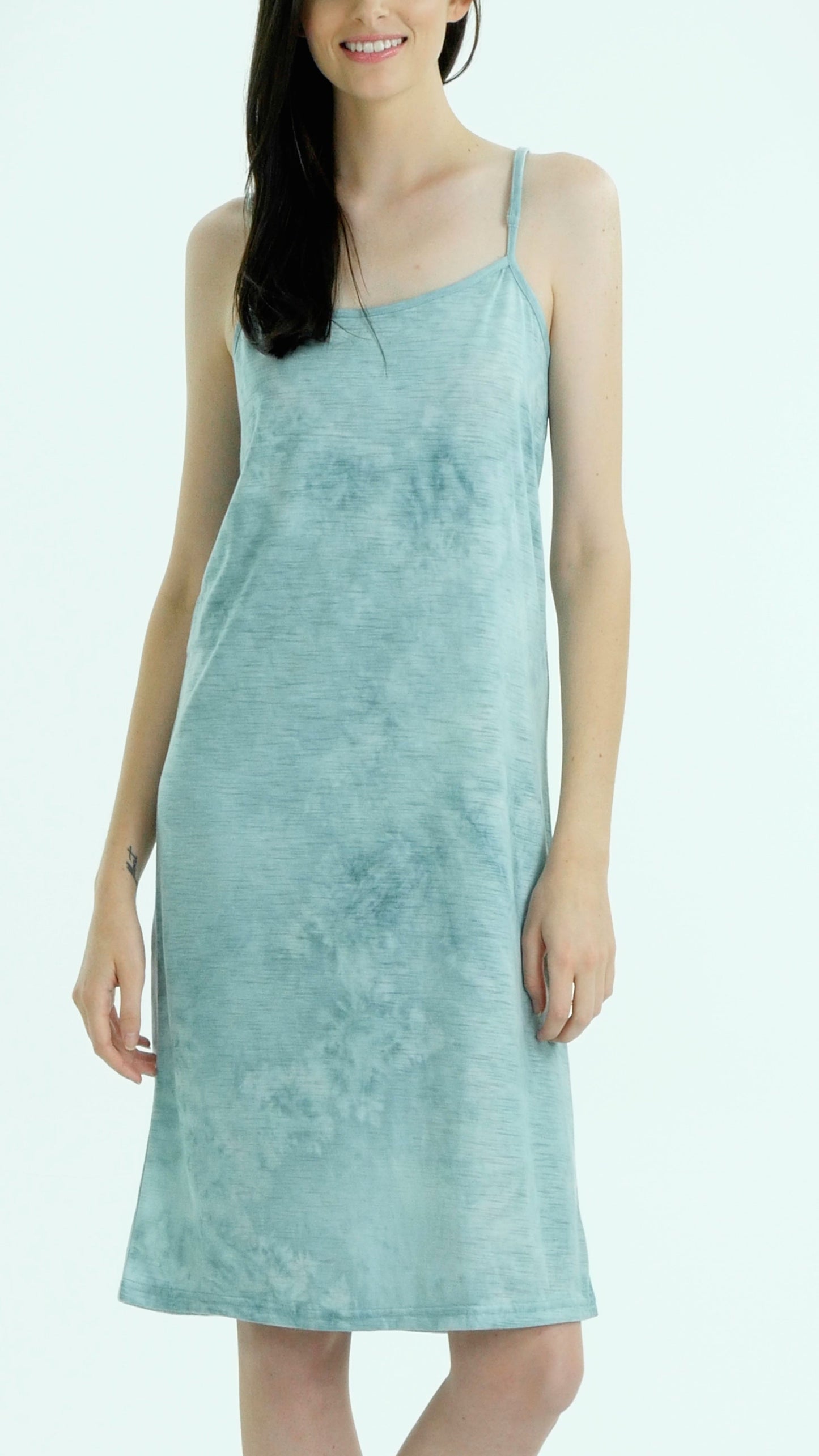 Knee length tie dye knit full slip dress - Shop Lev