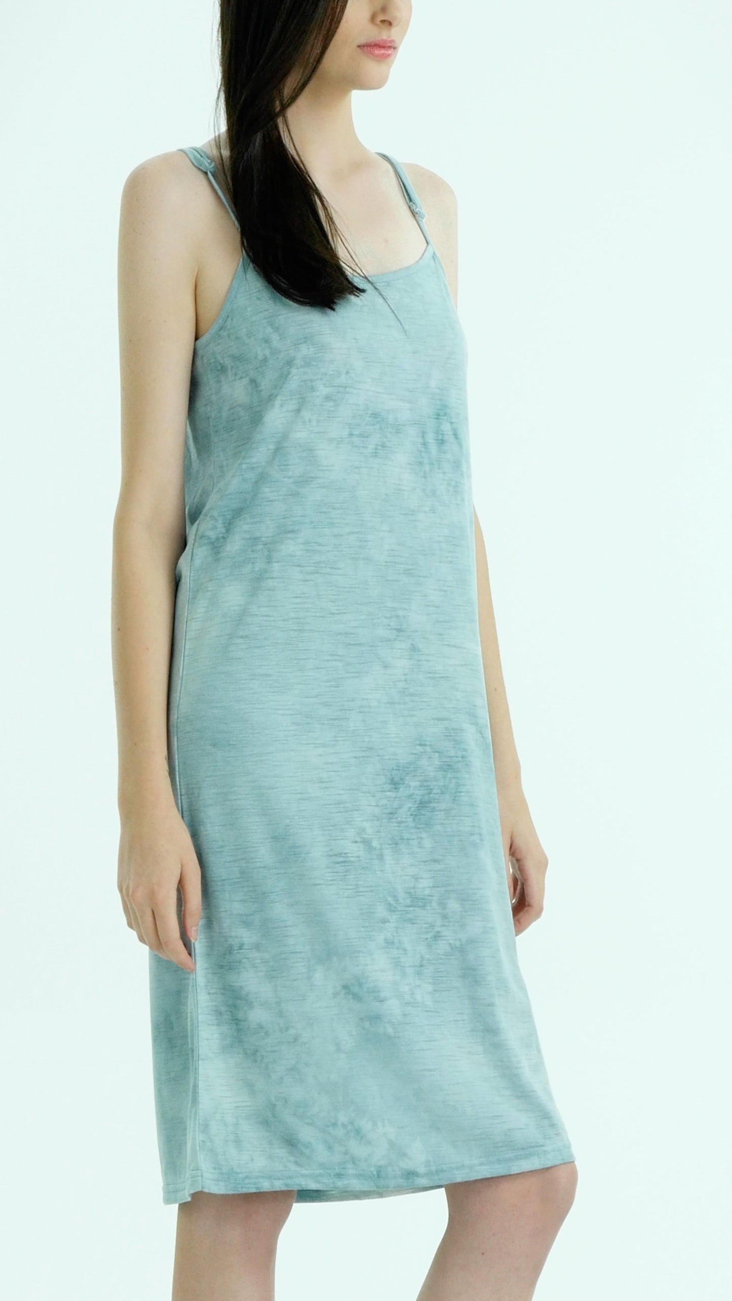 Knee length tie dye knit full slip dress - Shop Lev