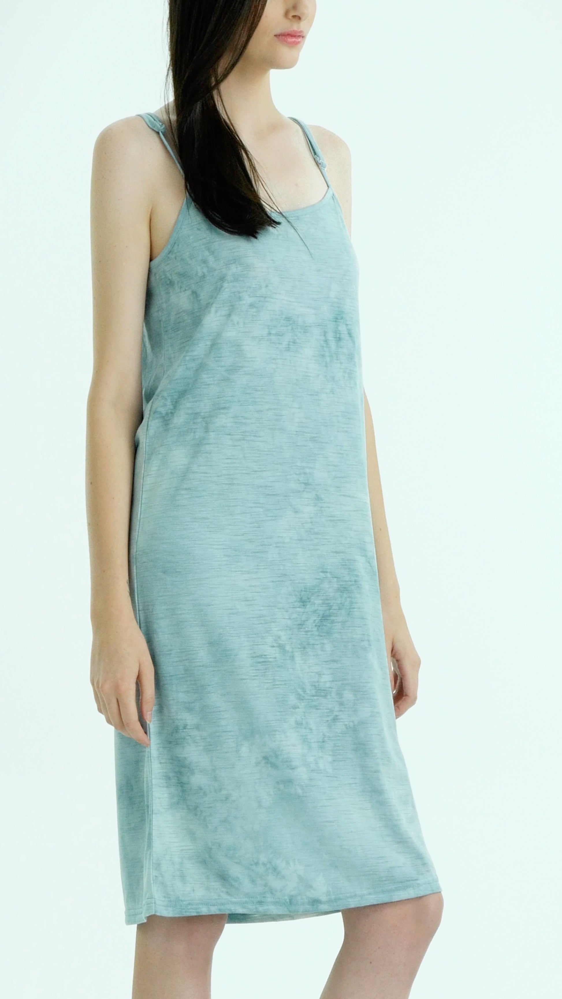 Knee length tie dye knit full slip dress - Shop Lev