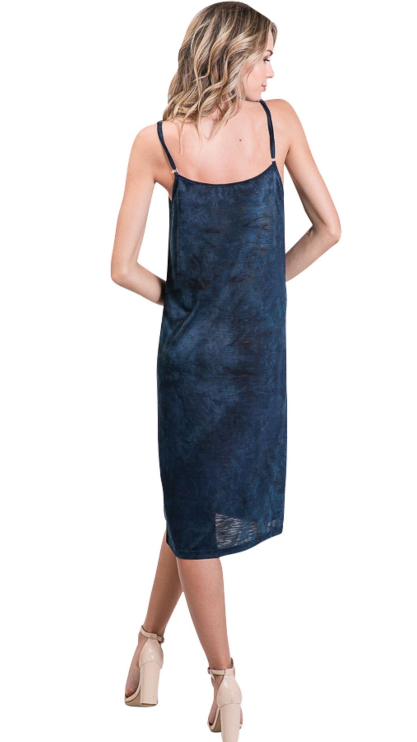 Knee length tie dye knit full slip dress - Shop Lev