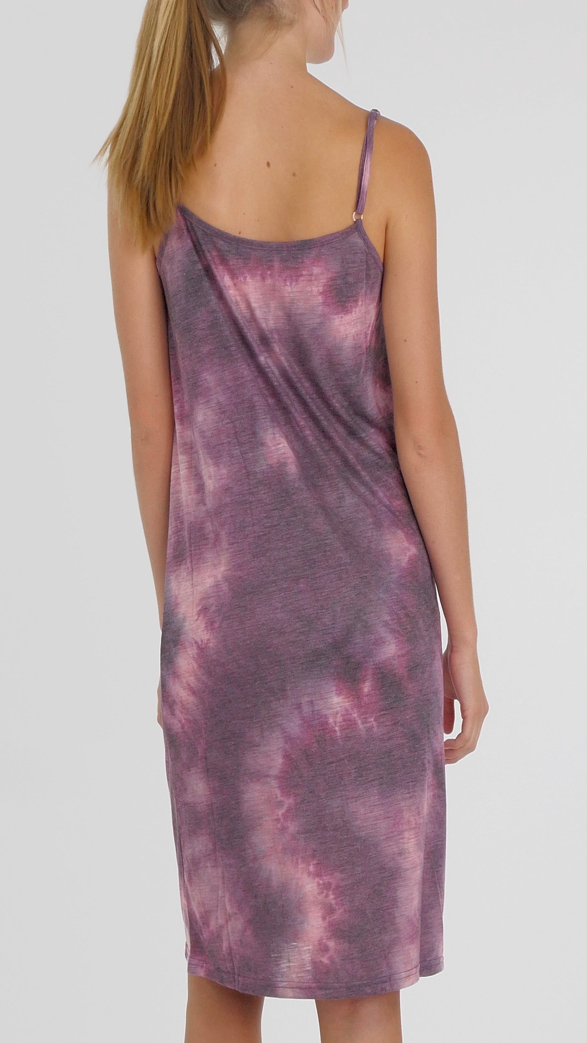Knee length tie dye knit full slip dress - Shop Lev