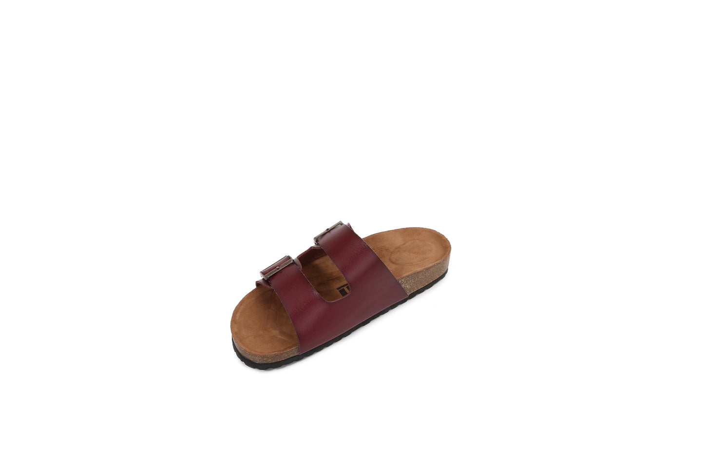 Women Soft Cork Cushioned Footbed PU Leather Double Strap Slider Sandal (Premium PU)