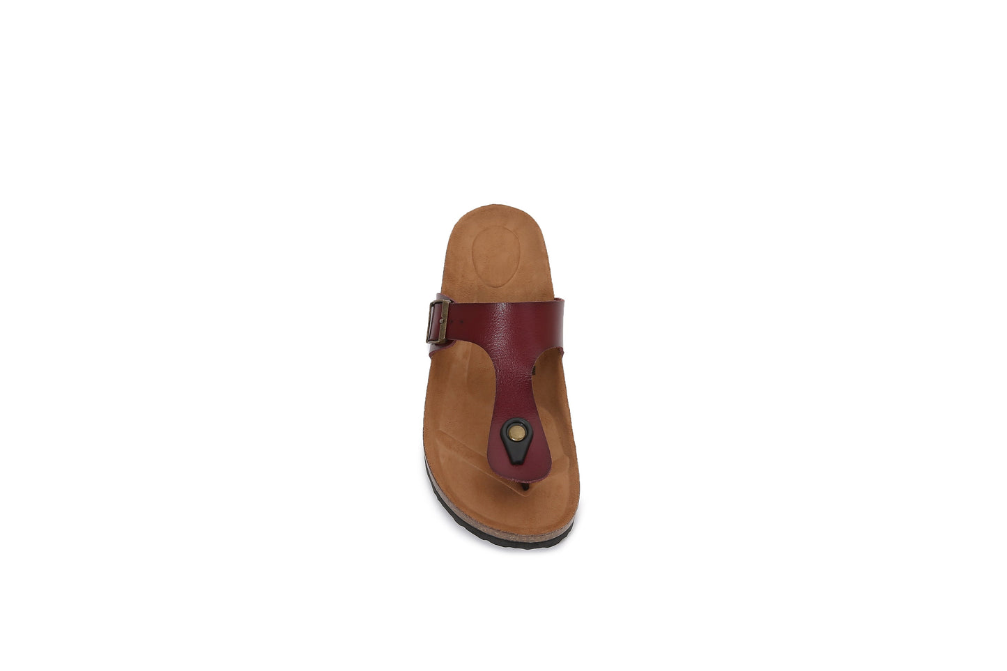 Women Soft Cork Footbed PU Leather Hook and Loop Flip Flops (Premium PU)