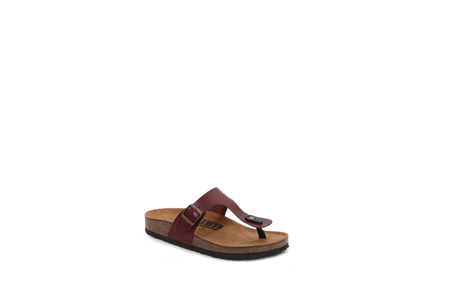 Women Soft Cork Footbed PU Leather Hook and Loop Flip Flops (Premium PU)