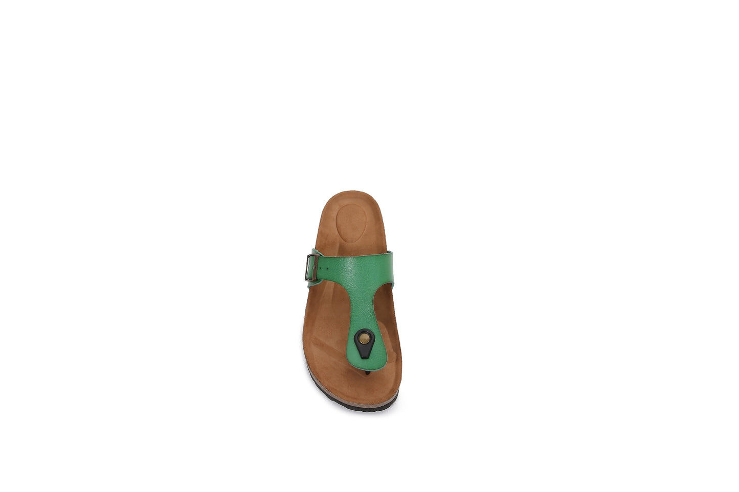 Women Soft Cork Footbed PU Leather Hook and Loop Flip Flops (Premium PU)